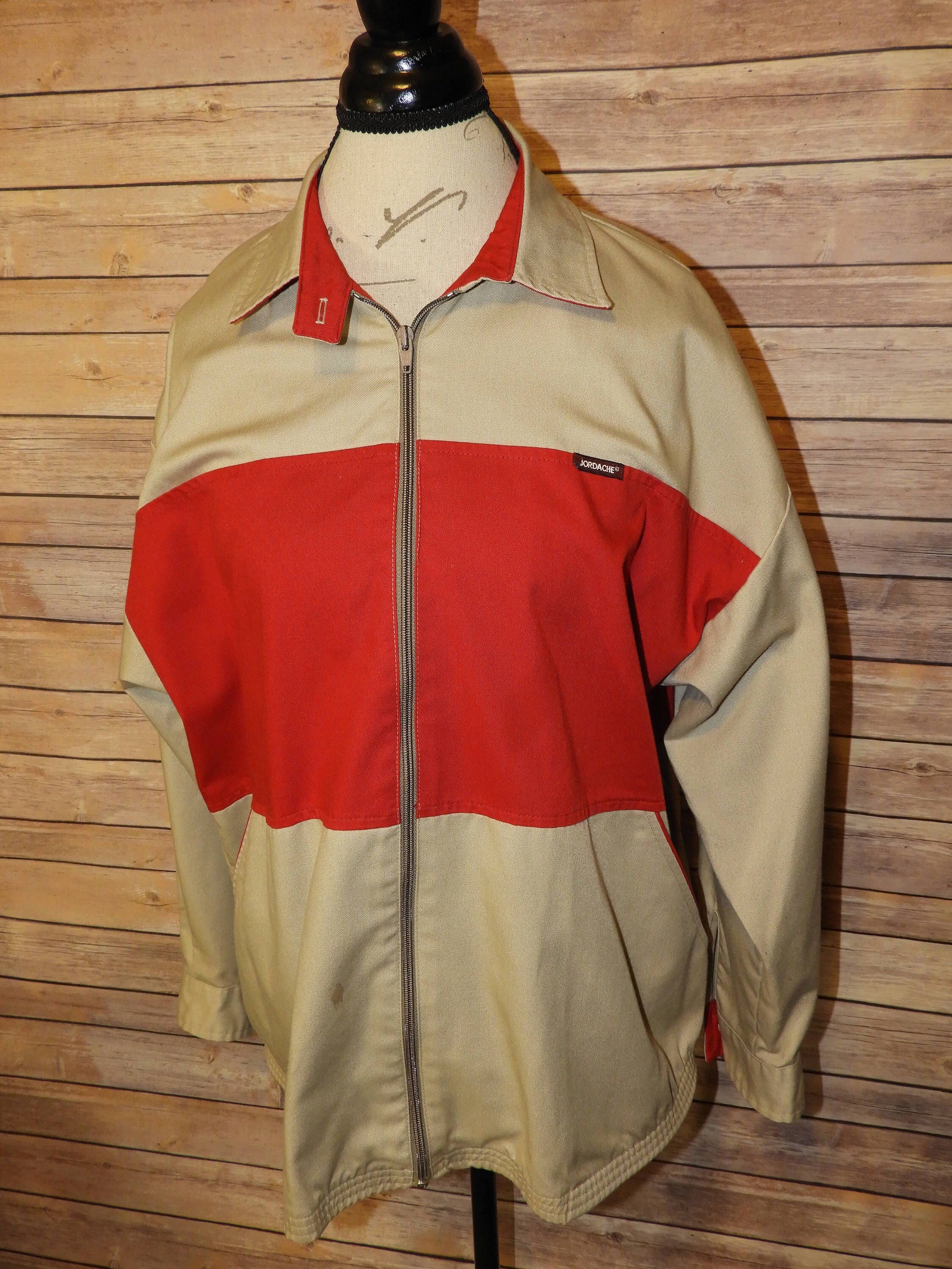 Vintage Jordache Red & Gold Jacket Coat Size 36, Lightweight Jordache