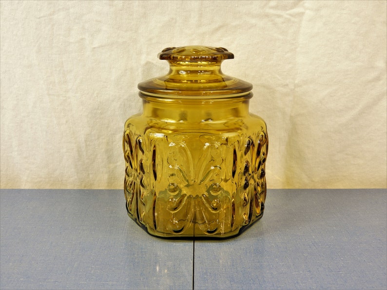 Vintage Atterbury Canister Amber Gold Jar Imperial Glass - Etsy