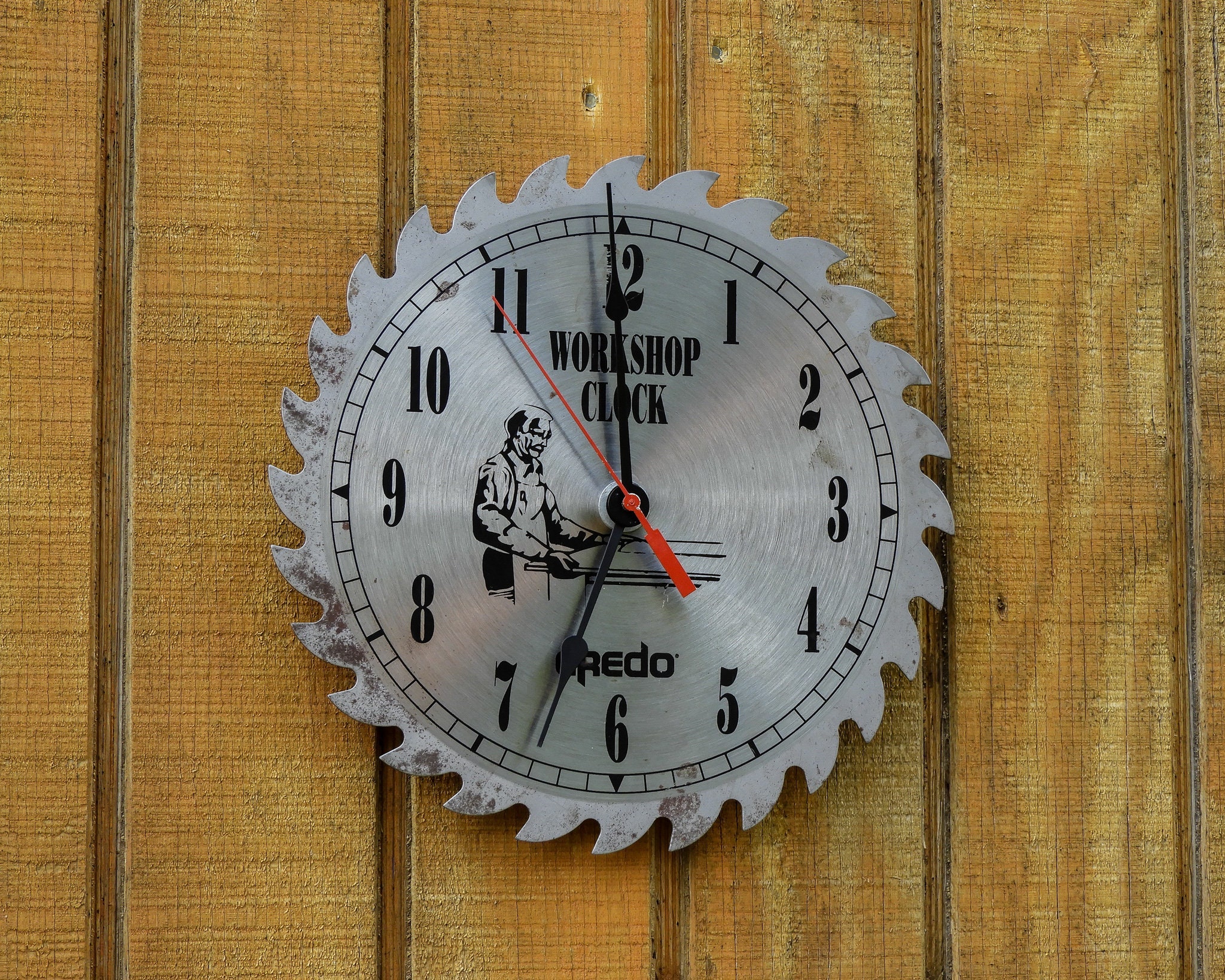 Vintage Saw Clock Brushed Stainless Distressed Blade Etsy