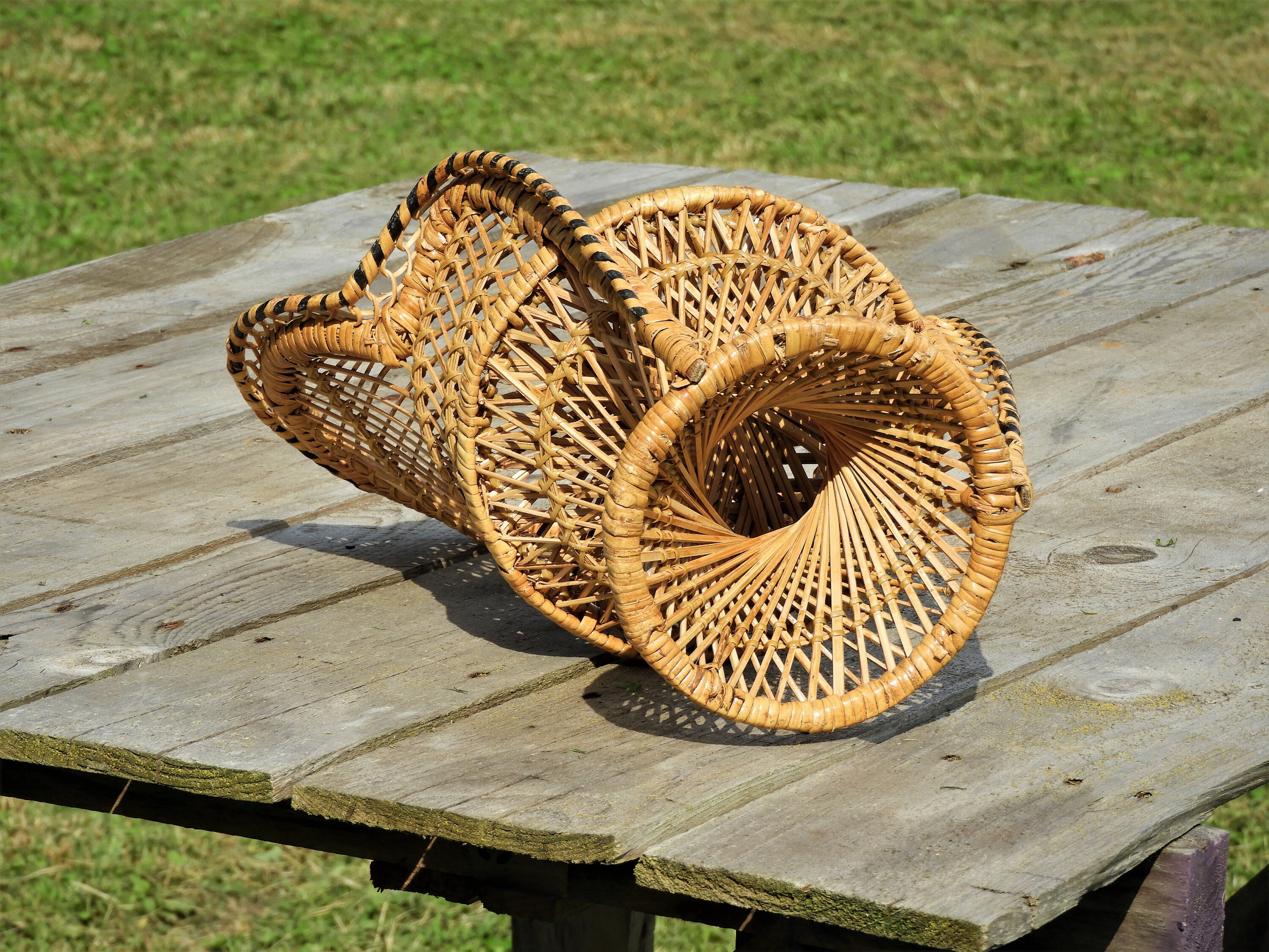 Vintage Rattan Doll Chair, 16 High Back Wood Seat, Decorative Woven Toy