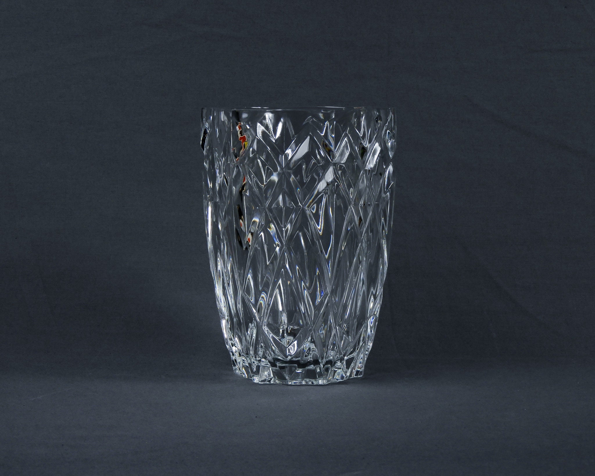 Vintage French Vase Cristal D Arques Clear Glass Diamond Pattern Hexagon Bucket Home Decor Indoor Planter France Collectible Vintage French Vase Cristal D Arques Clear Glass Diamond Pattern Hexagon Bucket Home Decor Indoor Planter France Collectible