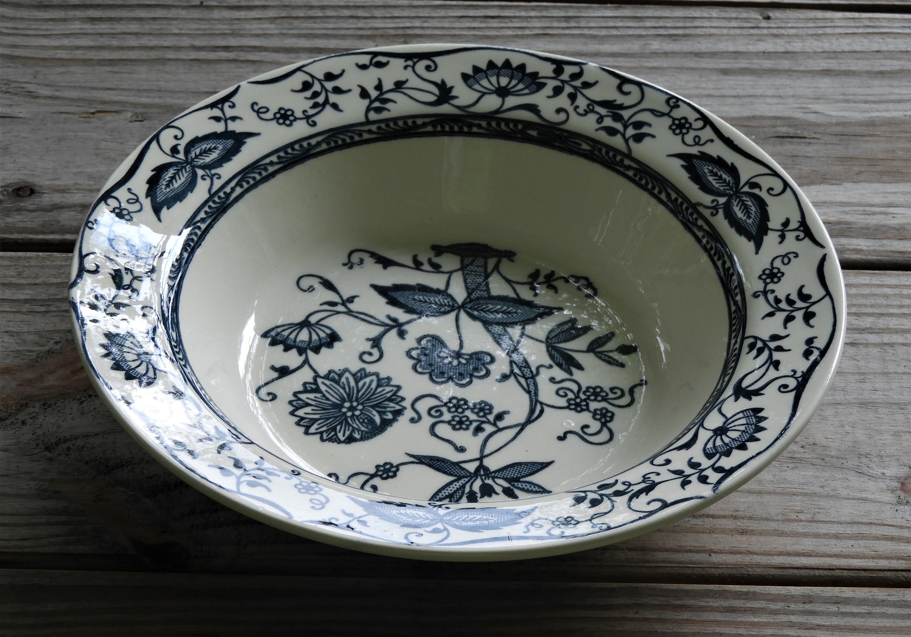 Vintage Blue Onion Bowl, Decorative China, Round Ceramic Dinnerware, Decorative Kitchen Dish