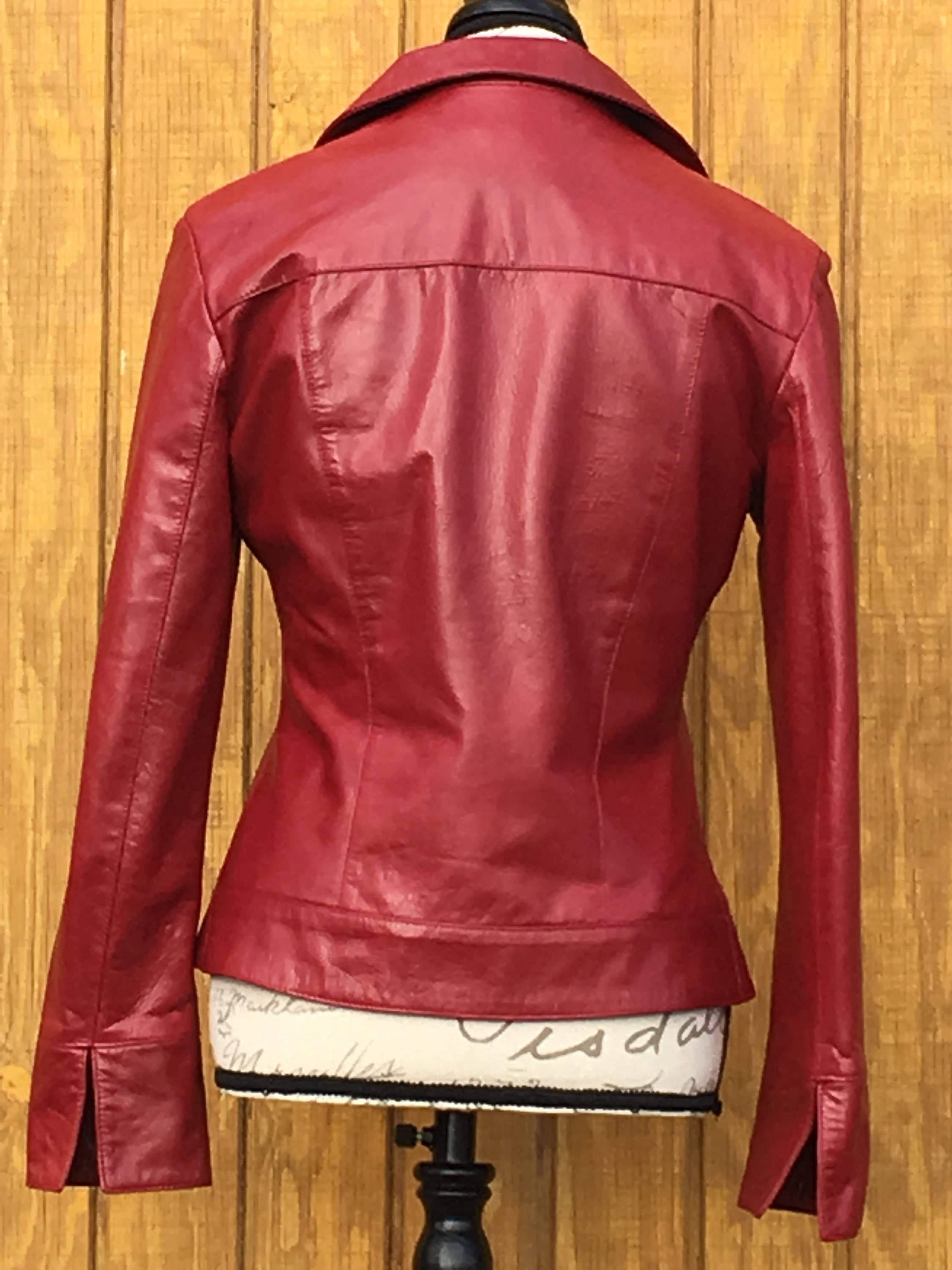 Vintage Italian Leather Jacket, Womens Clothing, Medium Fashion, Santa