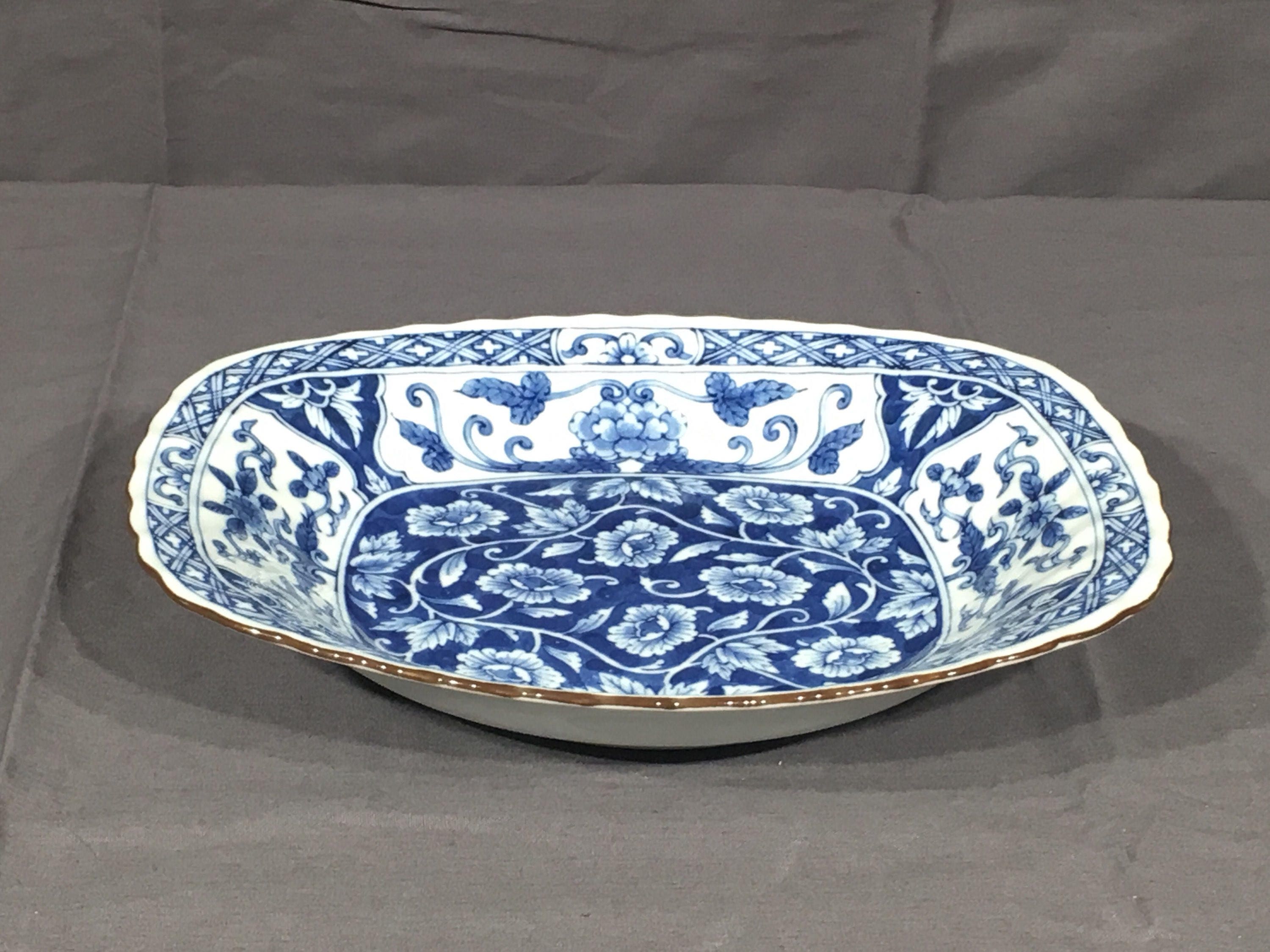 vintage-oriental-plate-blue-white-dinnerware-dish-decorative