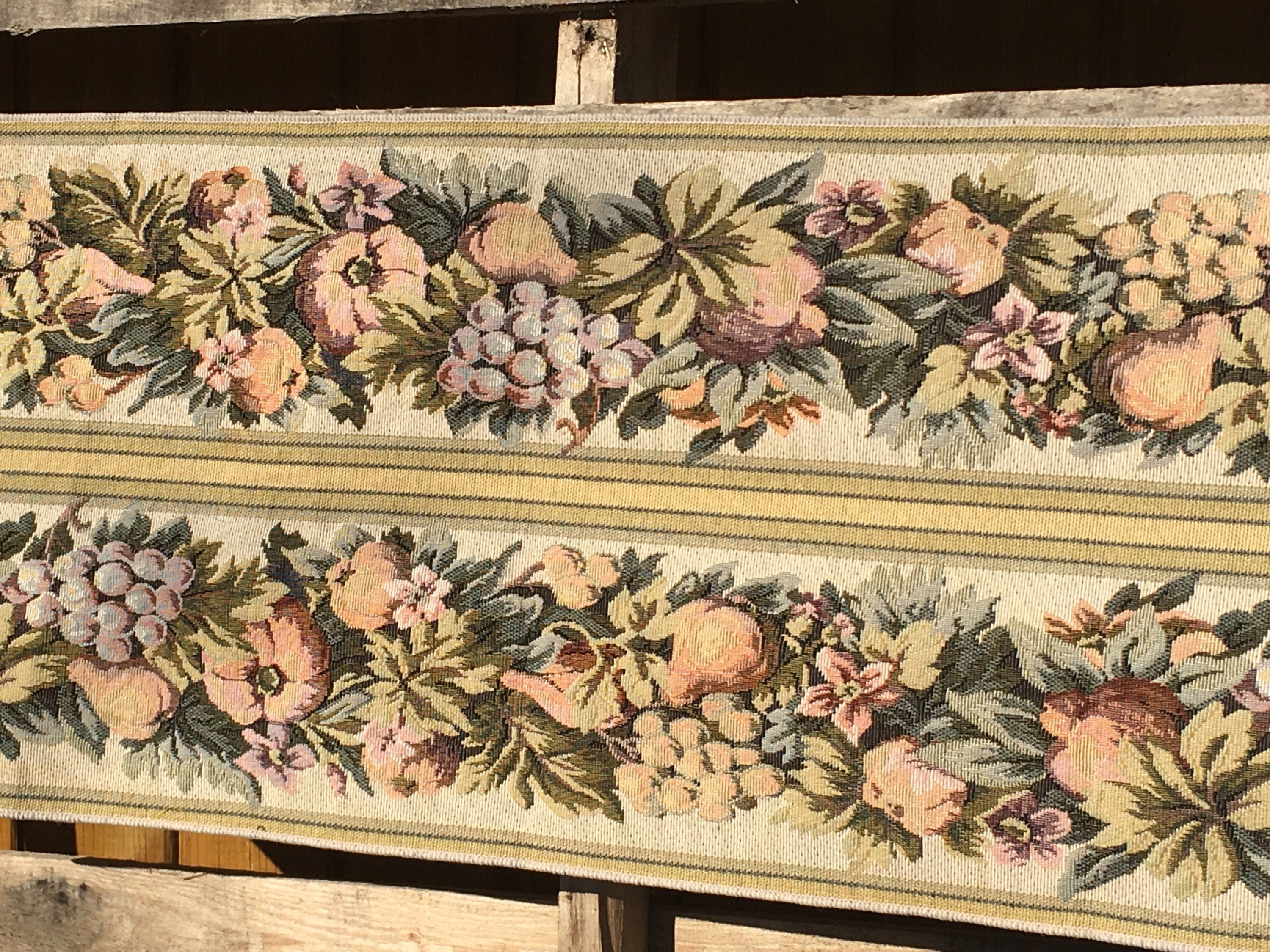 Vintage Table Runner, Decorative Gold Garden Theme Tapestry