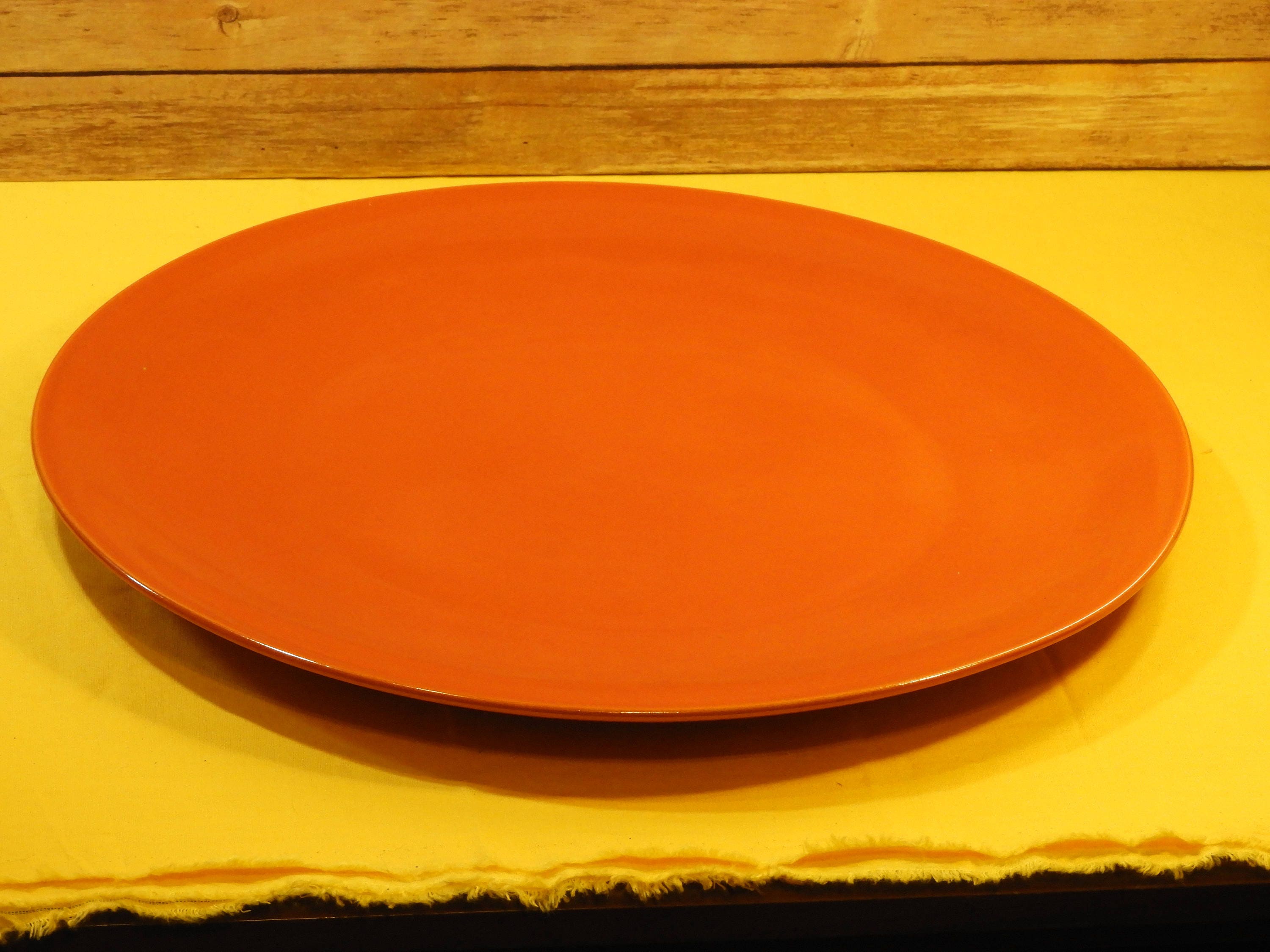 Vintage Burnt Orange Stoneware Platter 16.75 Large Etsy