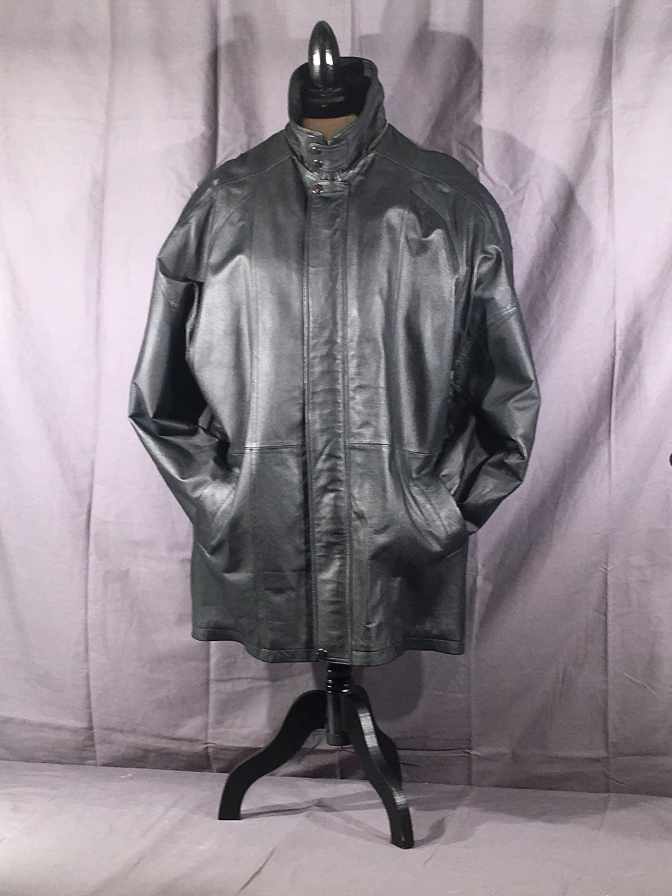 Vintage Black Leather Coat, Phase 2 Black Leather Winter Coat, Retro ...