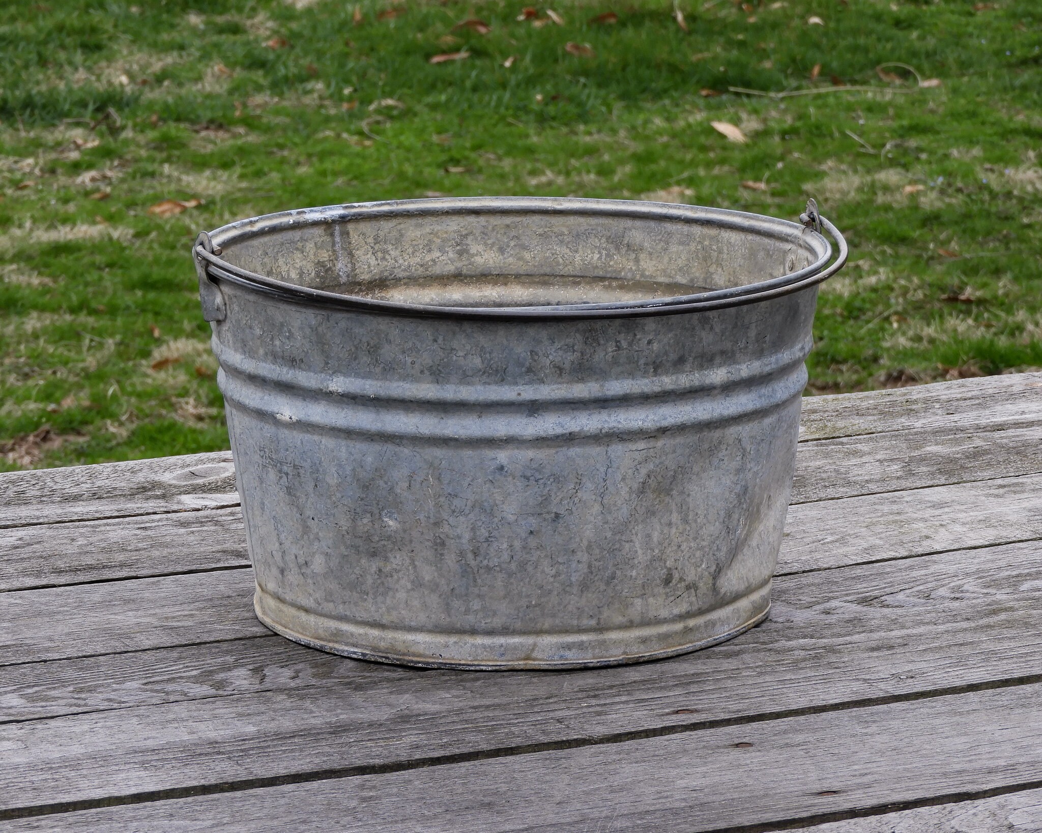 Antique Galvanized Bucket, Farmhouse Planter, Dover