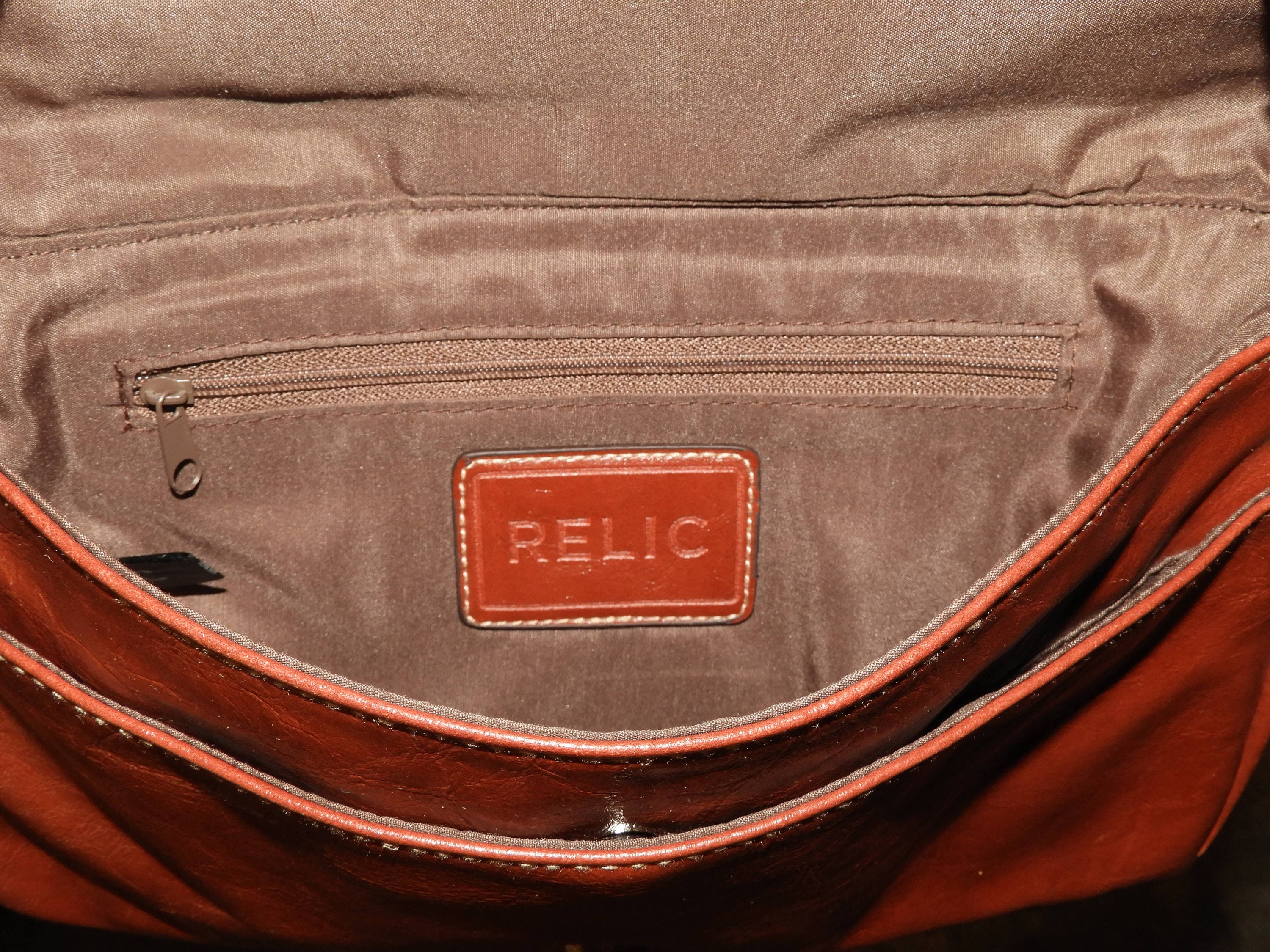 Vintage Relic Crossbody Handbag, Red Leather Look Relic Flap Over Messenger Style Purse Hand Bag