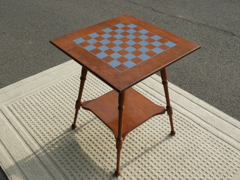 Vintage Checkerboard Table Wooden Game Table Decorative Gold Etsy