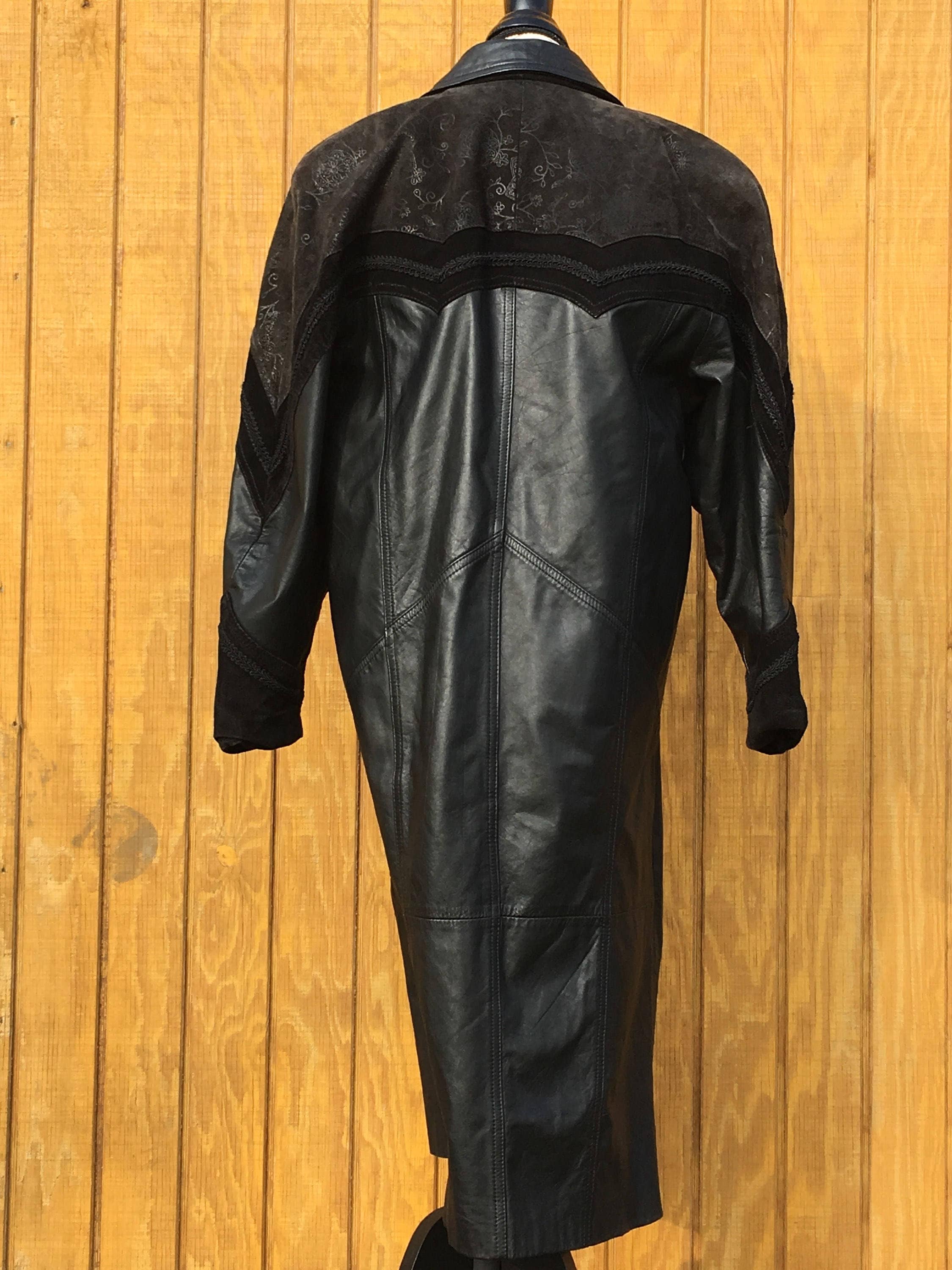 Vintage Leather Trench Coat, Women's Size Petite Small Coat, Laurice