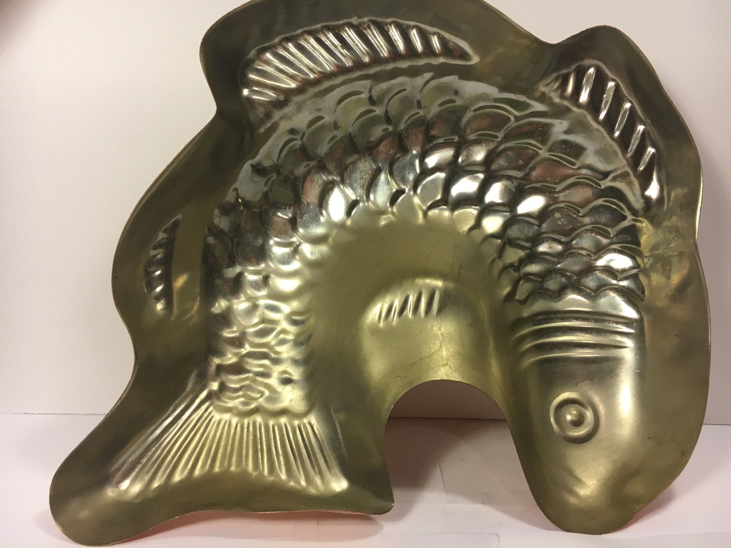 Vintage Copper Fish Mold, JellO Mold Decor, Nautical Kitchen