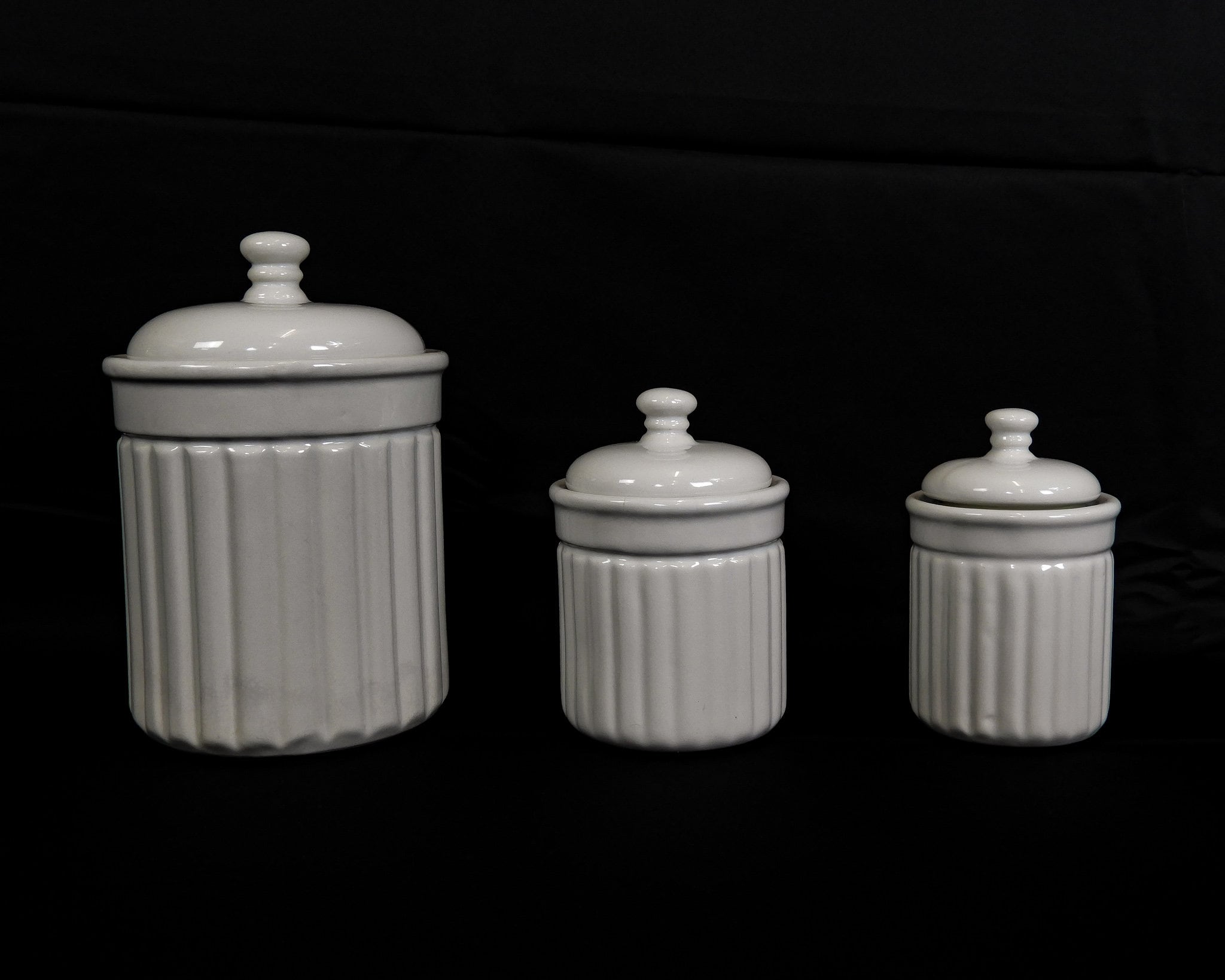 Vintage White Canisters, Kitchen Storage, Ceramic Canister Set, Home