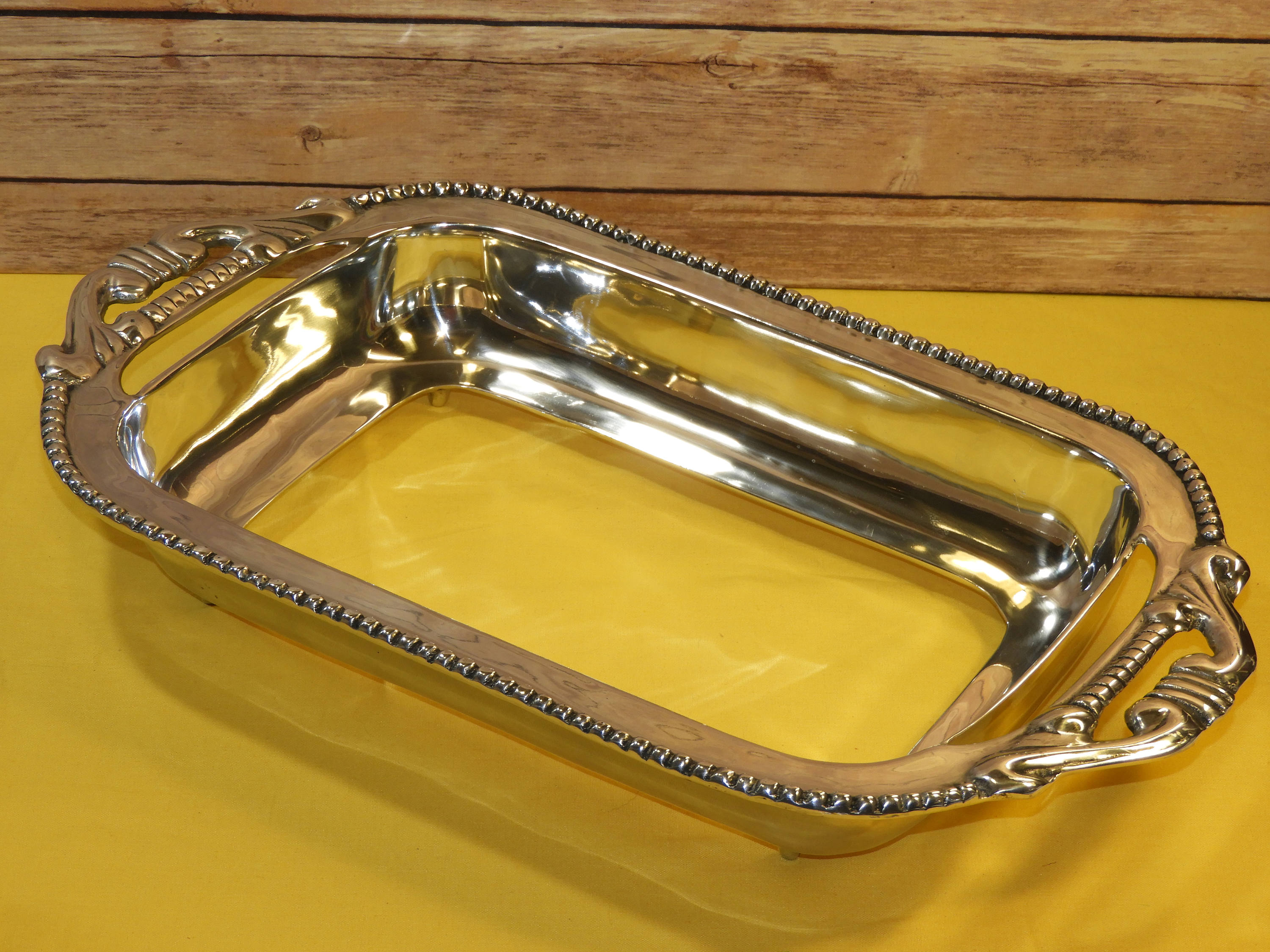 Vintage Silver Casserole Holder,Cast Aluminum Rectangular Server