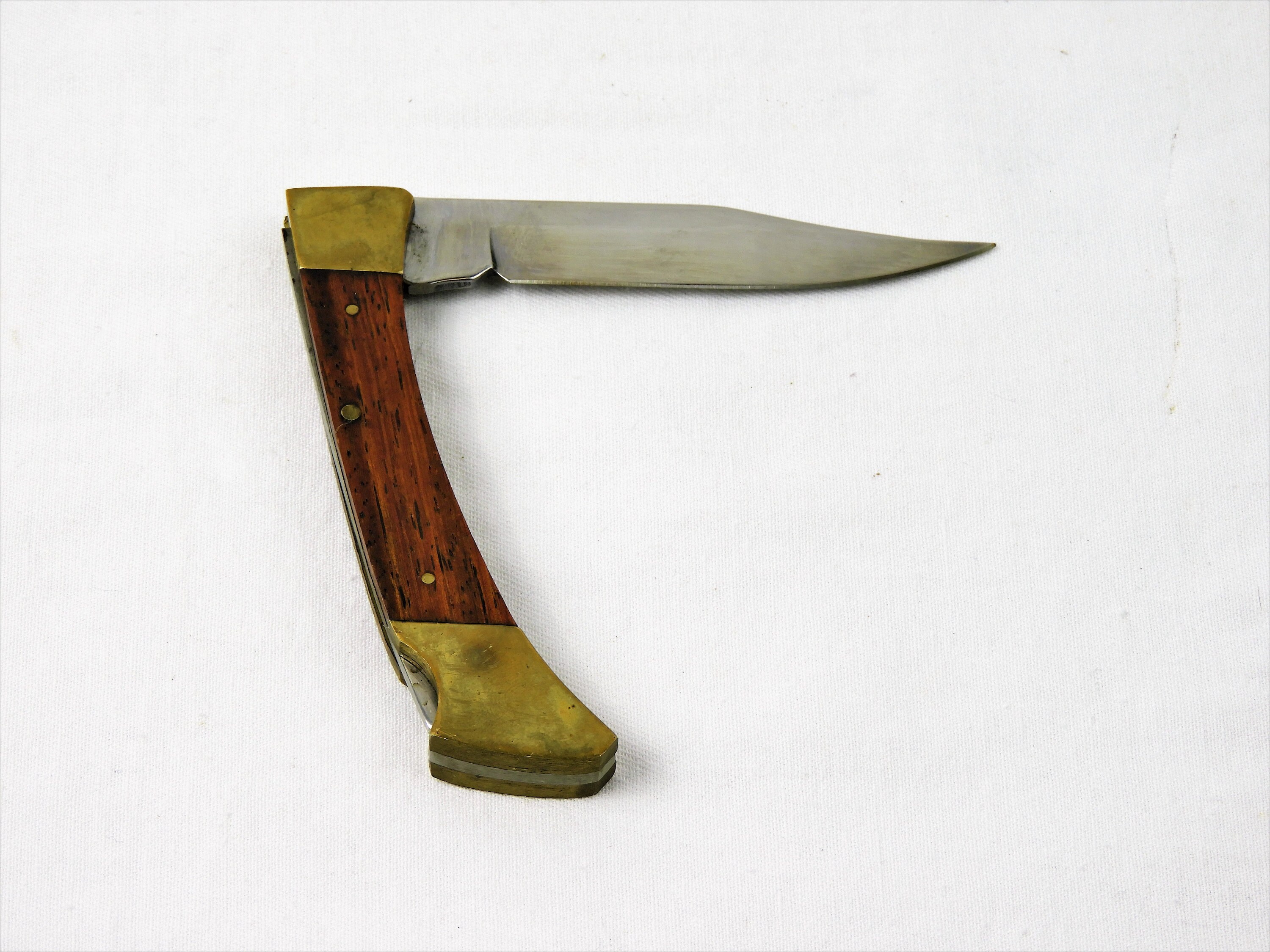Vintage Folding Knife, Interpur Lock Back, 3 Pin Wooden Handles
