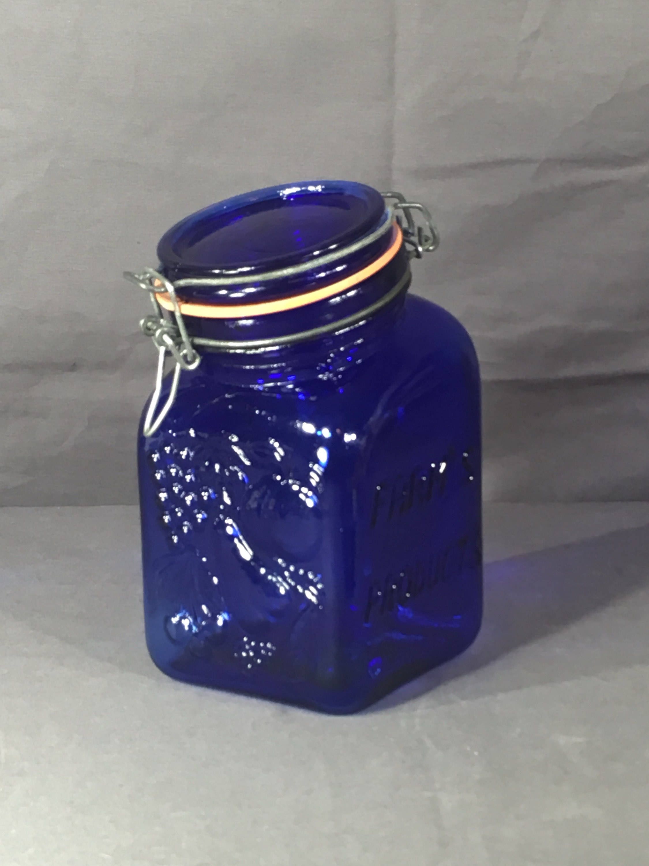 vintage blue apothecary jars
