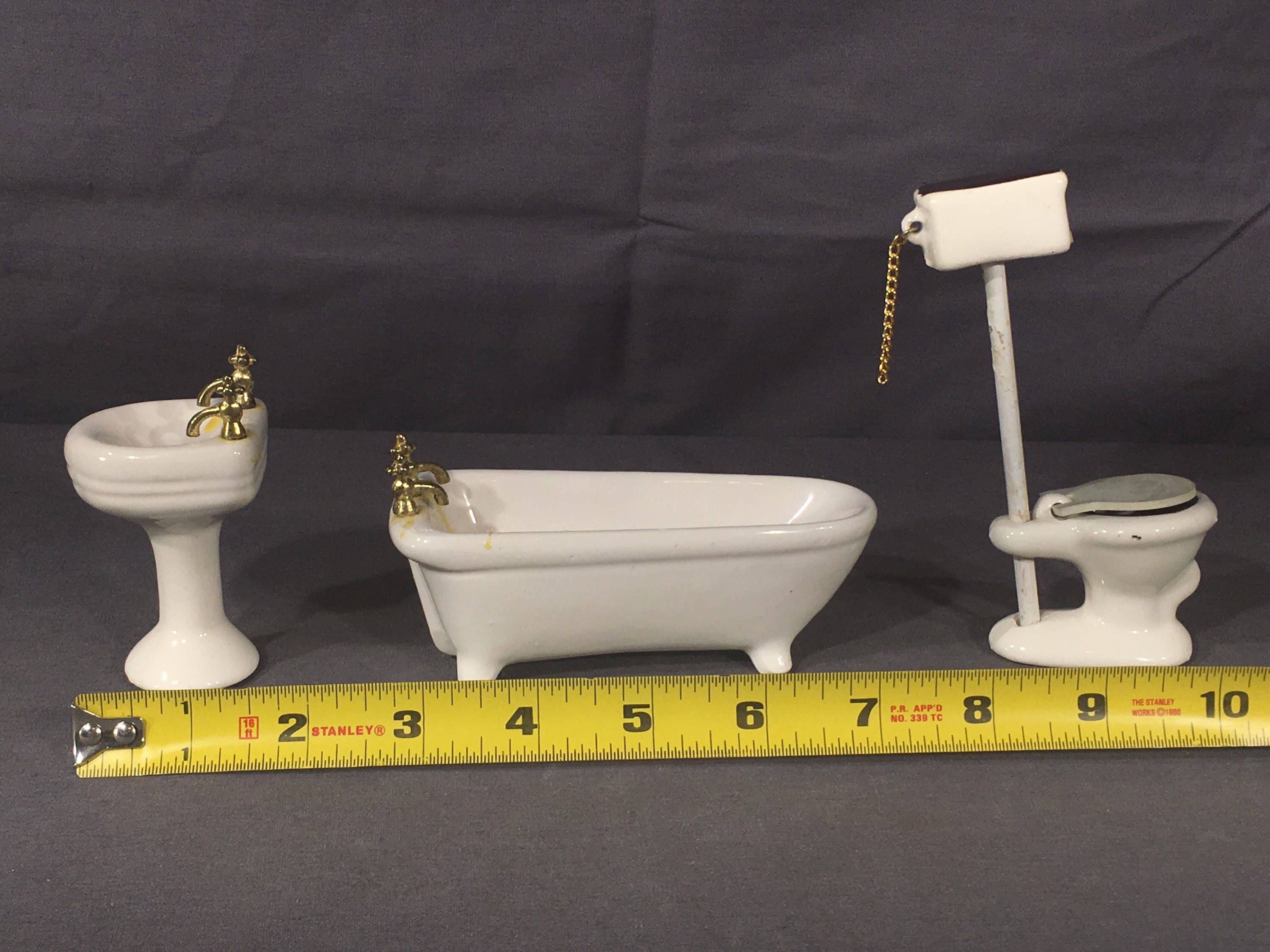 Vintage Miniature Furniture, Sears Roebuck Toilet Tub Sink, Decorative