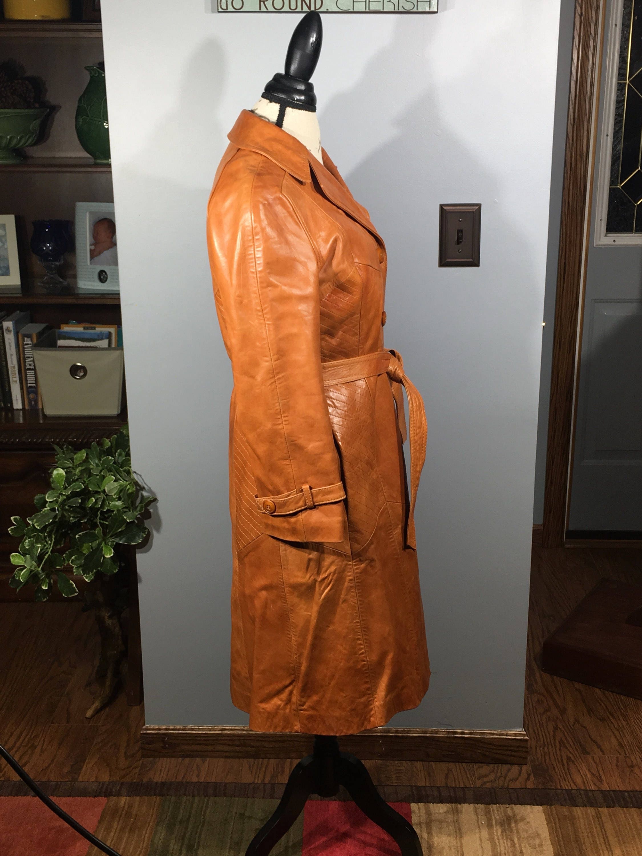 Vintage Leather Trench Coat, Rare Designer Coat, Skin Gear Womens Coat ...