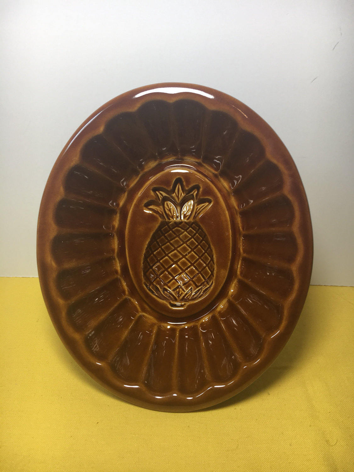 Vintage Brown Glazed Brown Ceramic Pineapple Mold, Wall Hanging Pineapple Mold, Jello Salad Mold ...