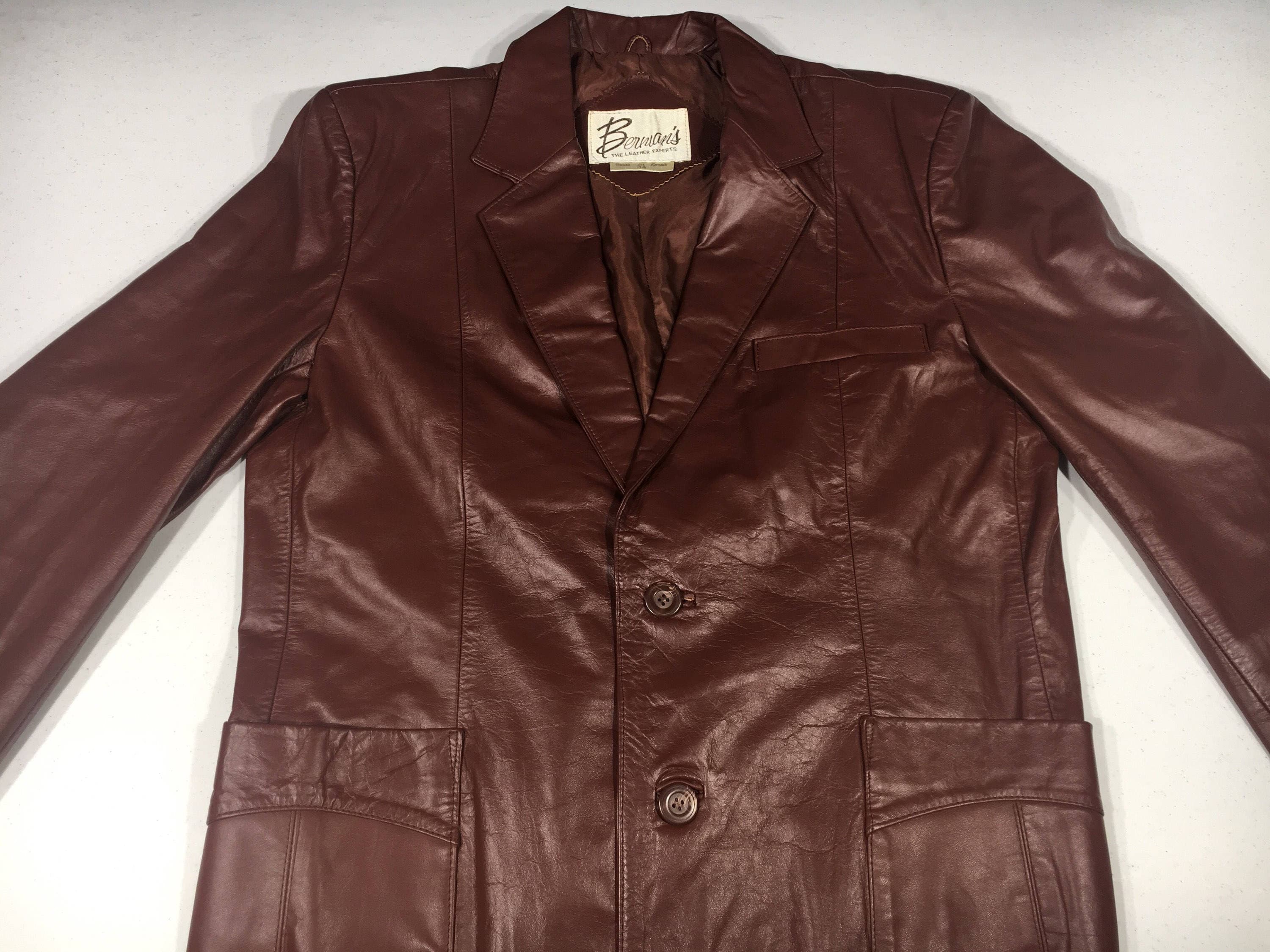Vintage 70 S Bermans Oxblood Sport Coat Mens 44 Brownish
