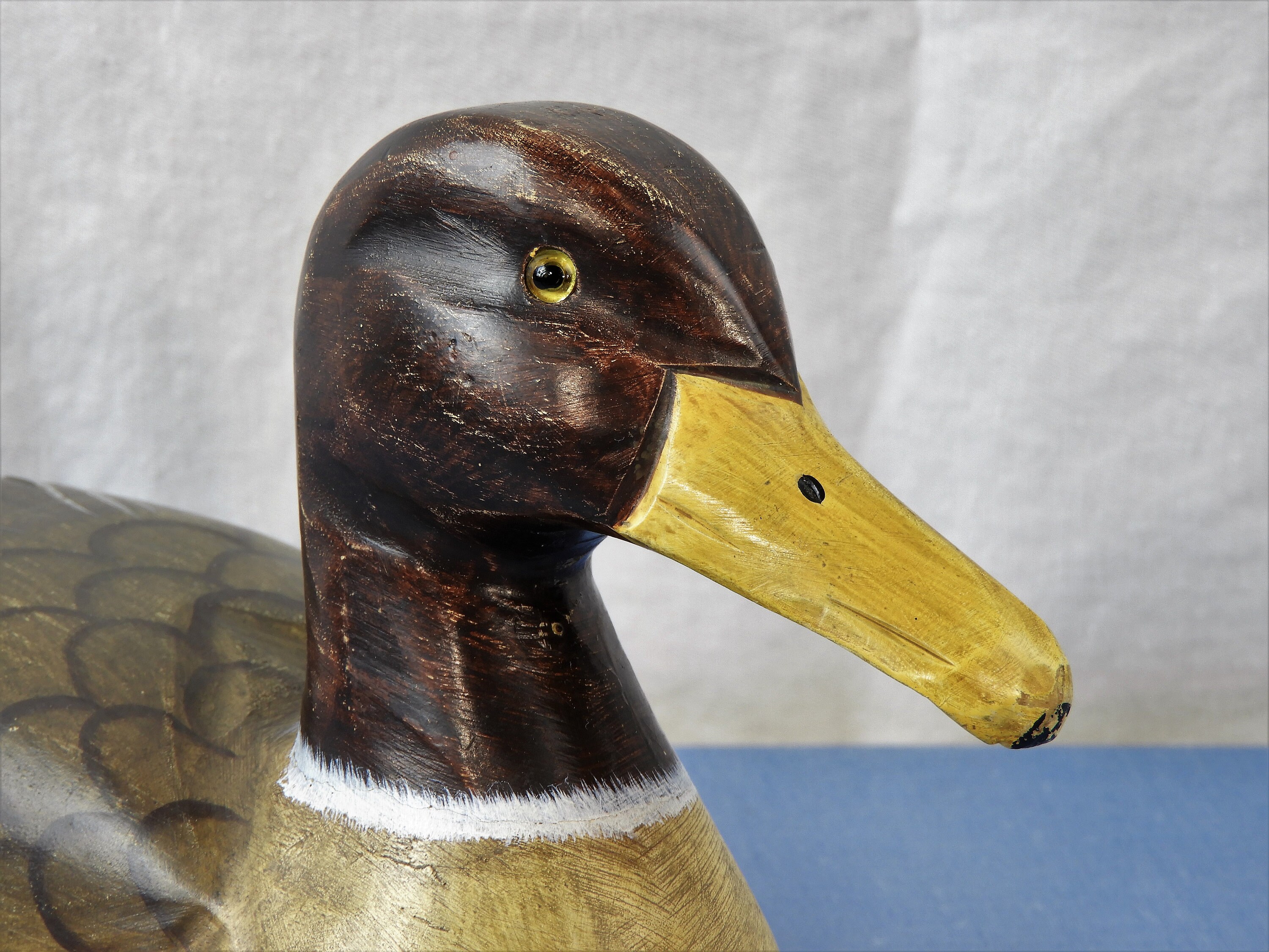 Vintage Duck Decoy, Carved Wooden Bird, Gray Waterfowl Statue, Wood