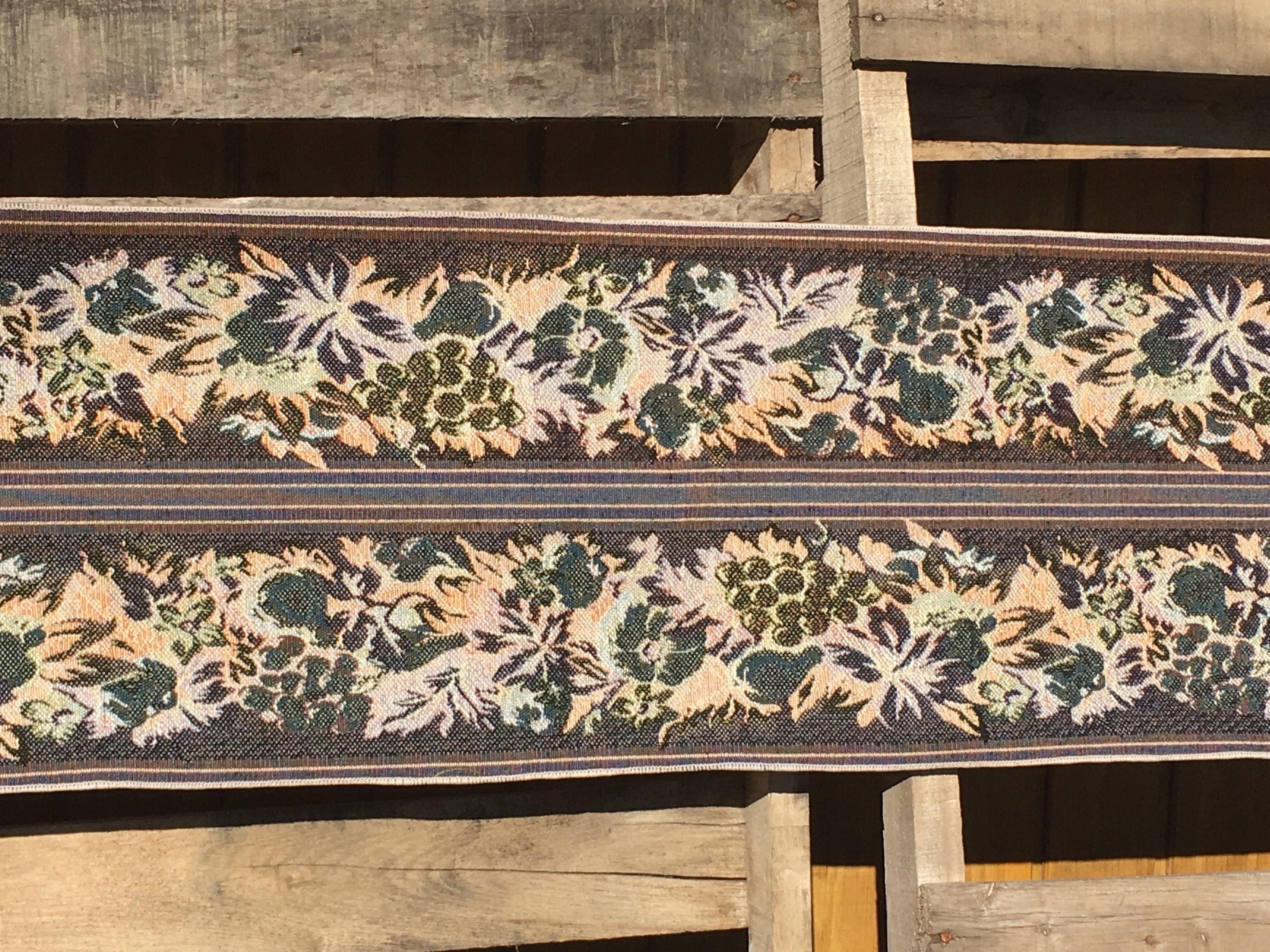 Vintage Table Runner, Decorative Gold Garden Theme Tapestry