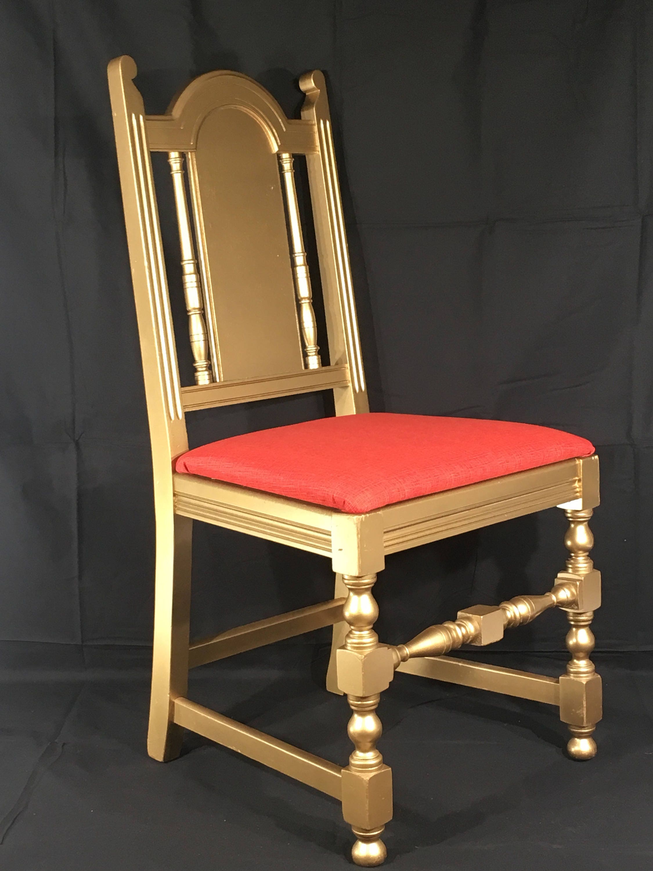 Antique William & Mary Chairs (2), Gold and Red Decorative Accent Chair