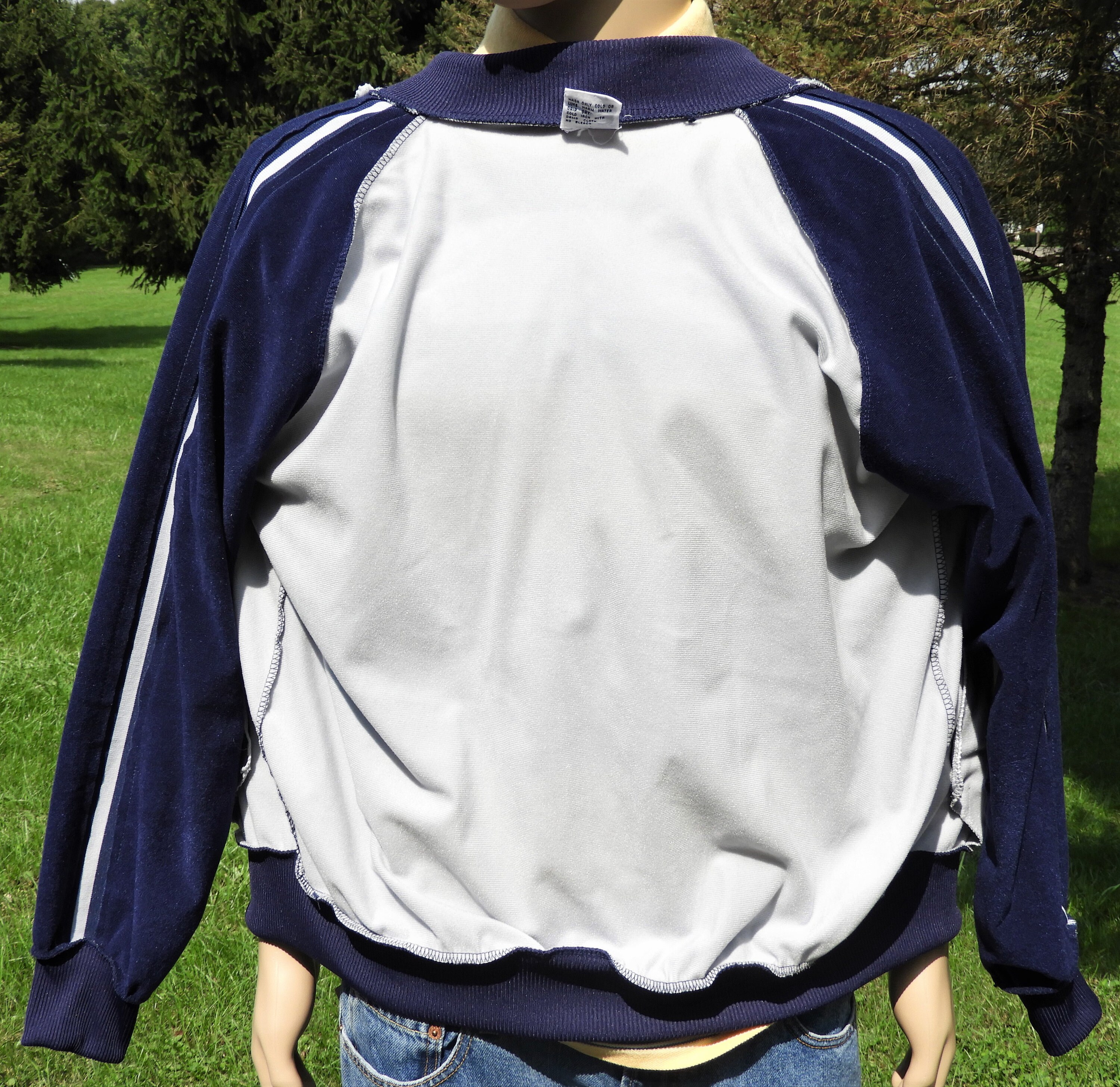 Vintage MacGregor Jacket, Blue & Silver Track Coat, Large Mens Coat