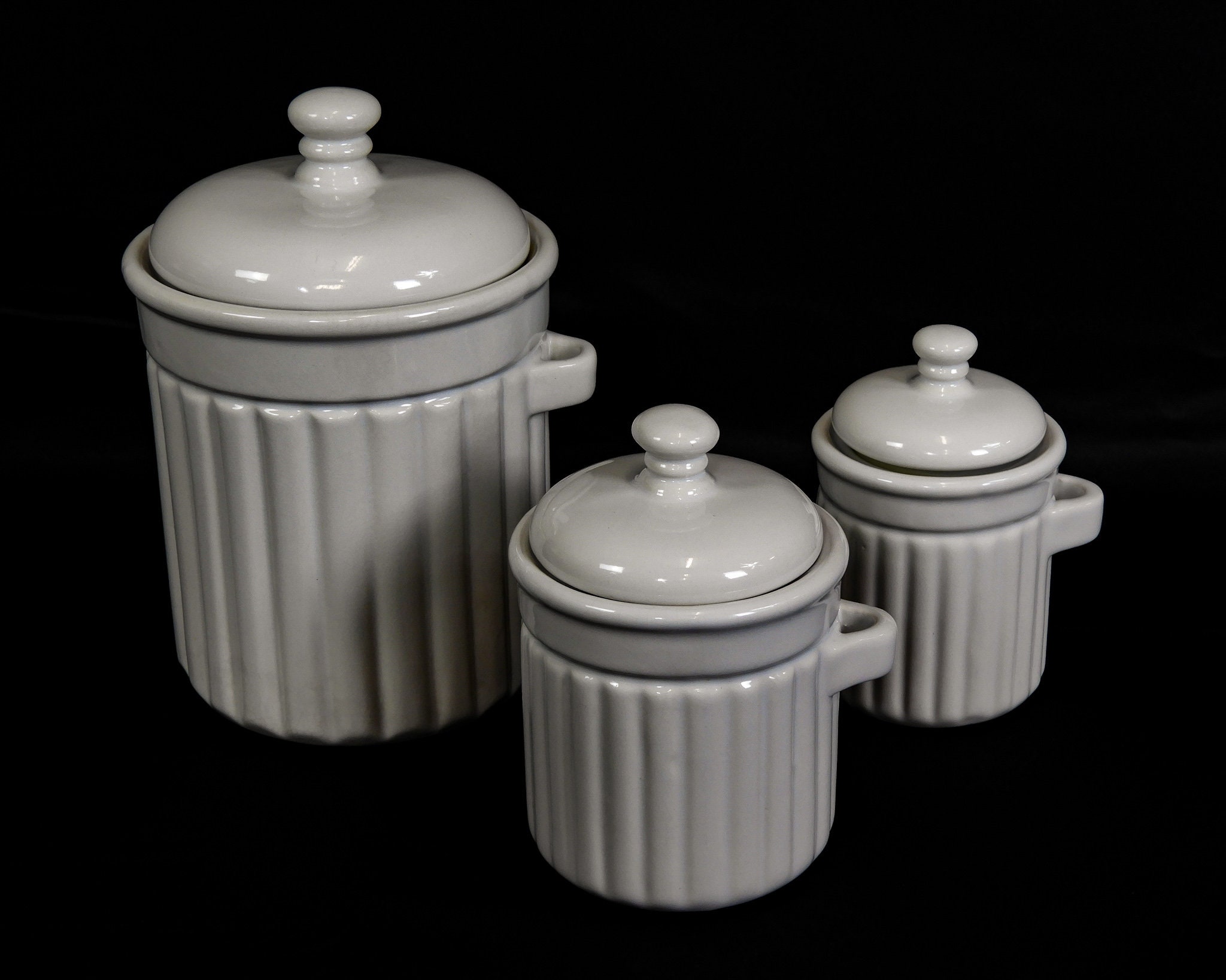 Vintage White Canisters Kitchen Storage Ceramic Canister Set Home