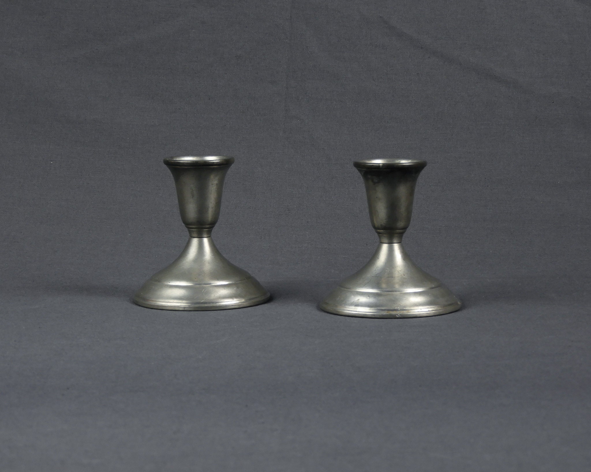 Vintage Candle Holders (2), Towle Pewter, Candlestick Holder, Brushed