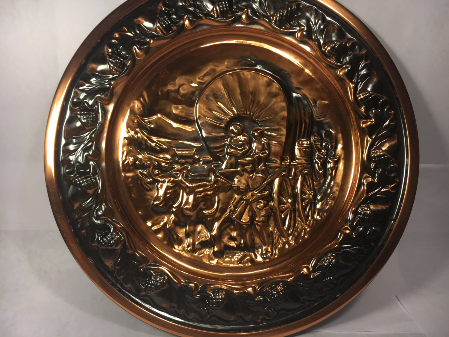 Vintage Western Decor, Copper Wall Art, Wagon Collectible, Country Wall