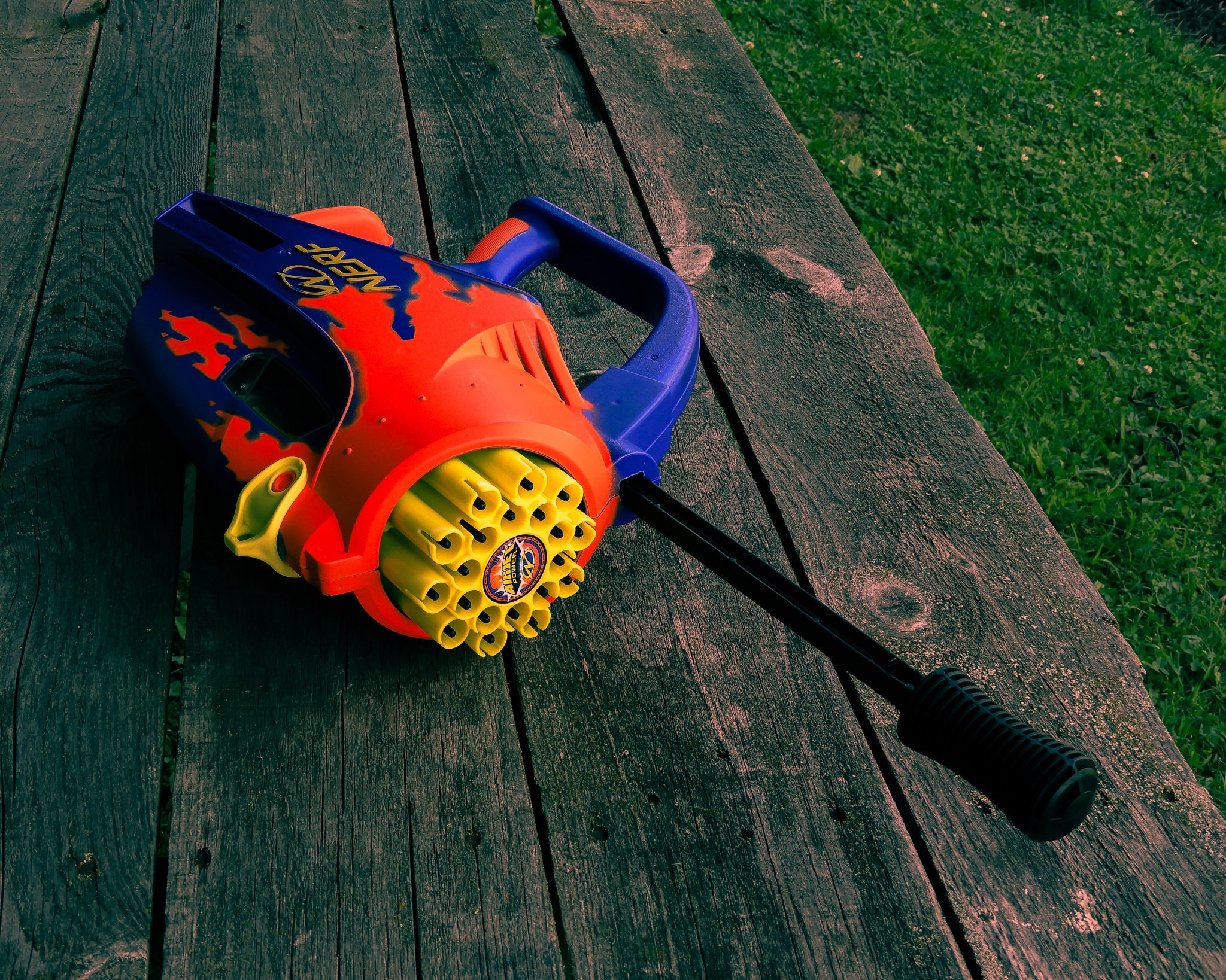 Vintage Nerf Gun, Airjet Power, 1999 Hasbro, 20 Round, Single Shot, Gatling Style, Kids Toy