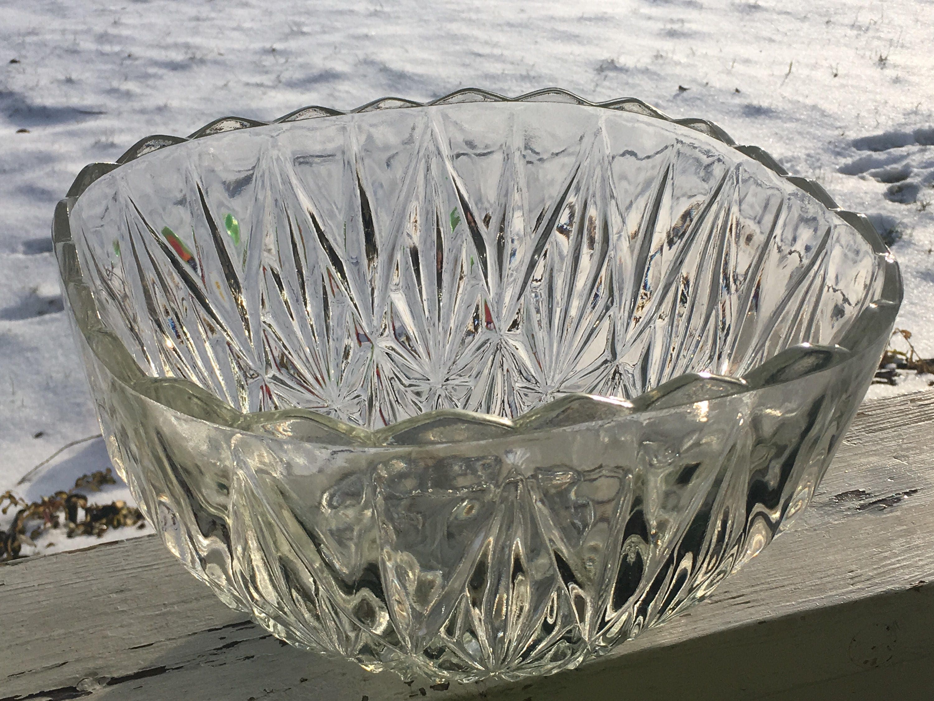 Vintage Punch Bowl Set, Decorative Williamsport Square Glass Punch Set
