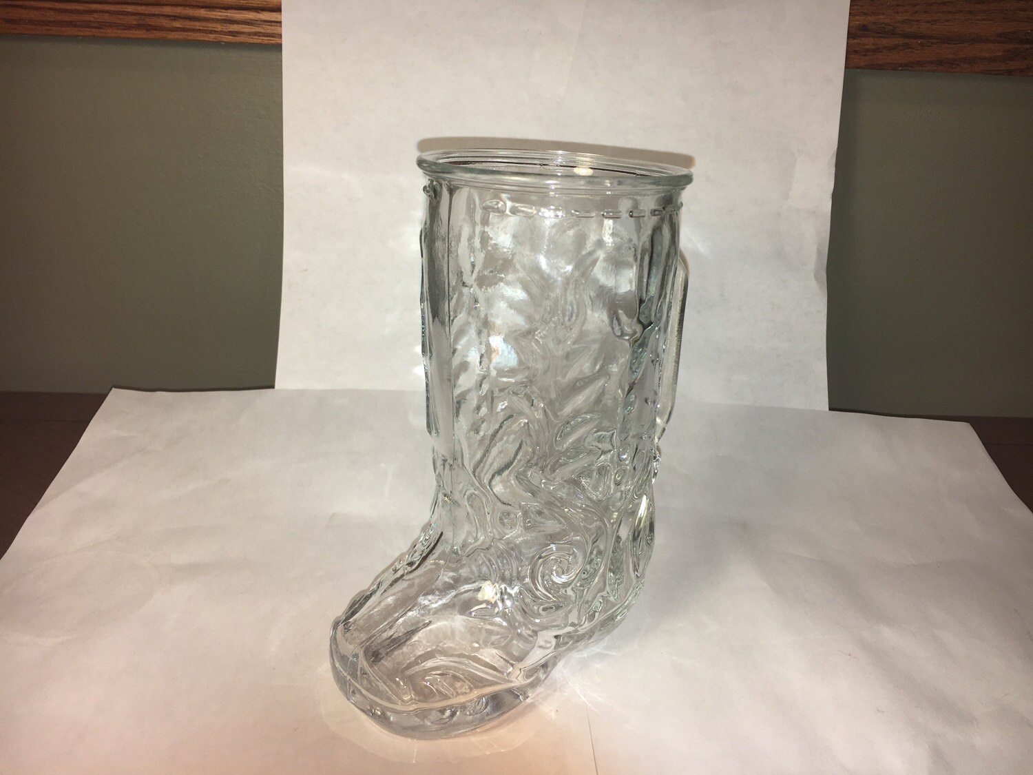 Vintage Collectible Mug, Clear Glass Cowboy Boot Mug, Country Decor