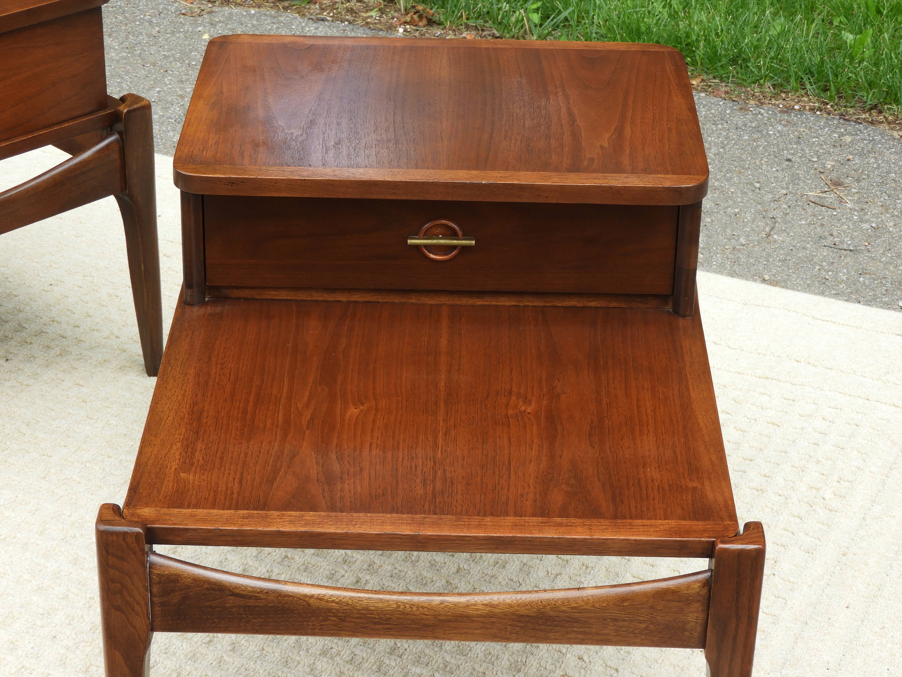 Vintage Mid Century Modern End Tables (2), Danish Wooden Accent