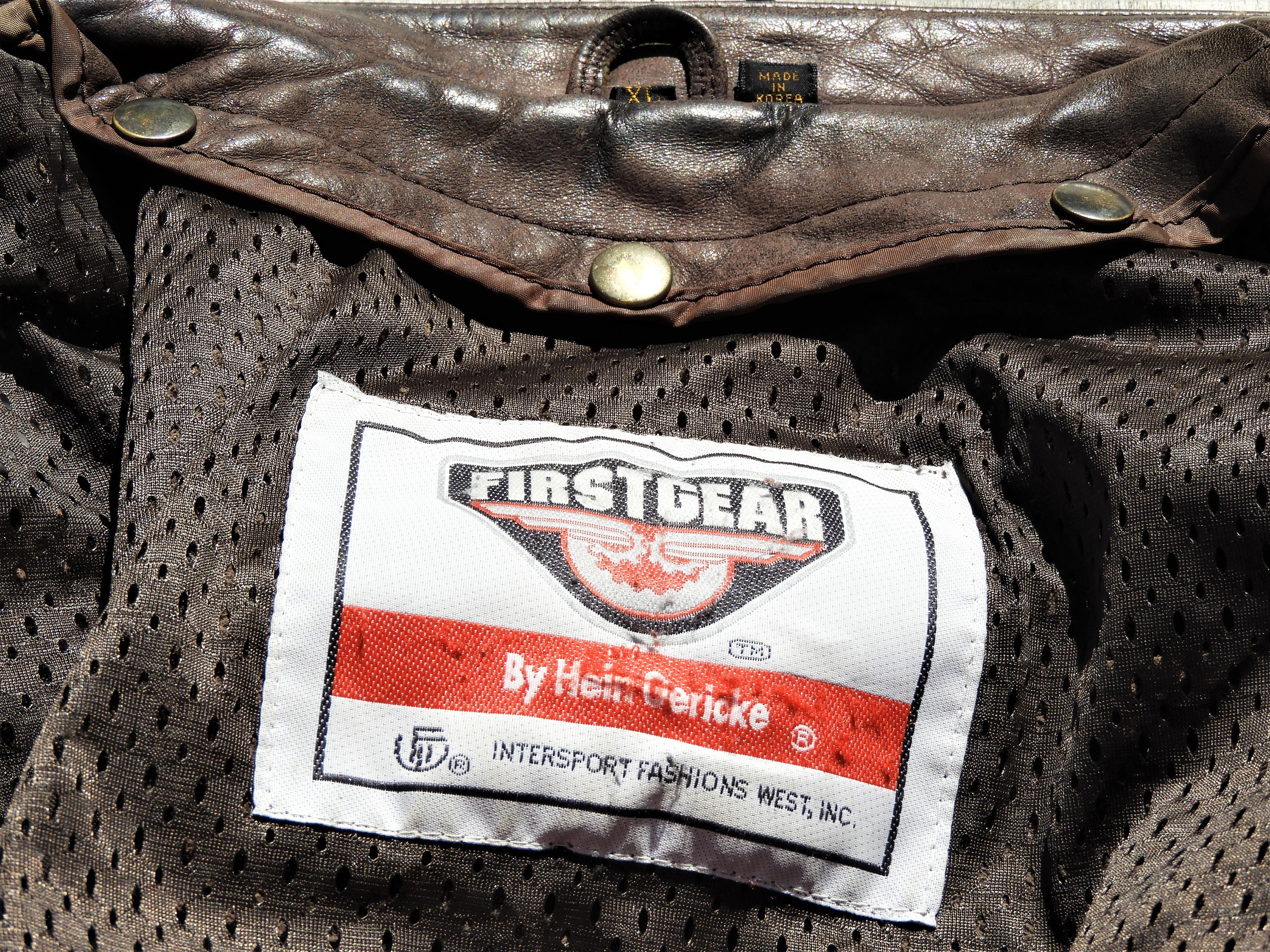 Vintage Leather Jacket, Firstgear Motorcycle Coat, Mens XL Riding