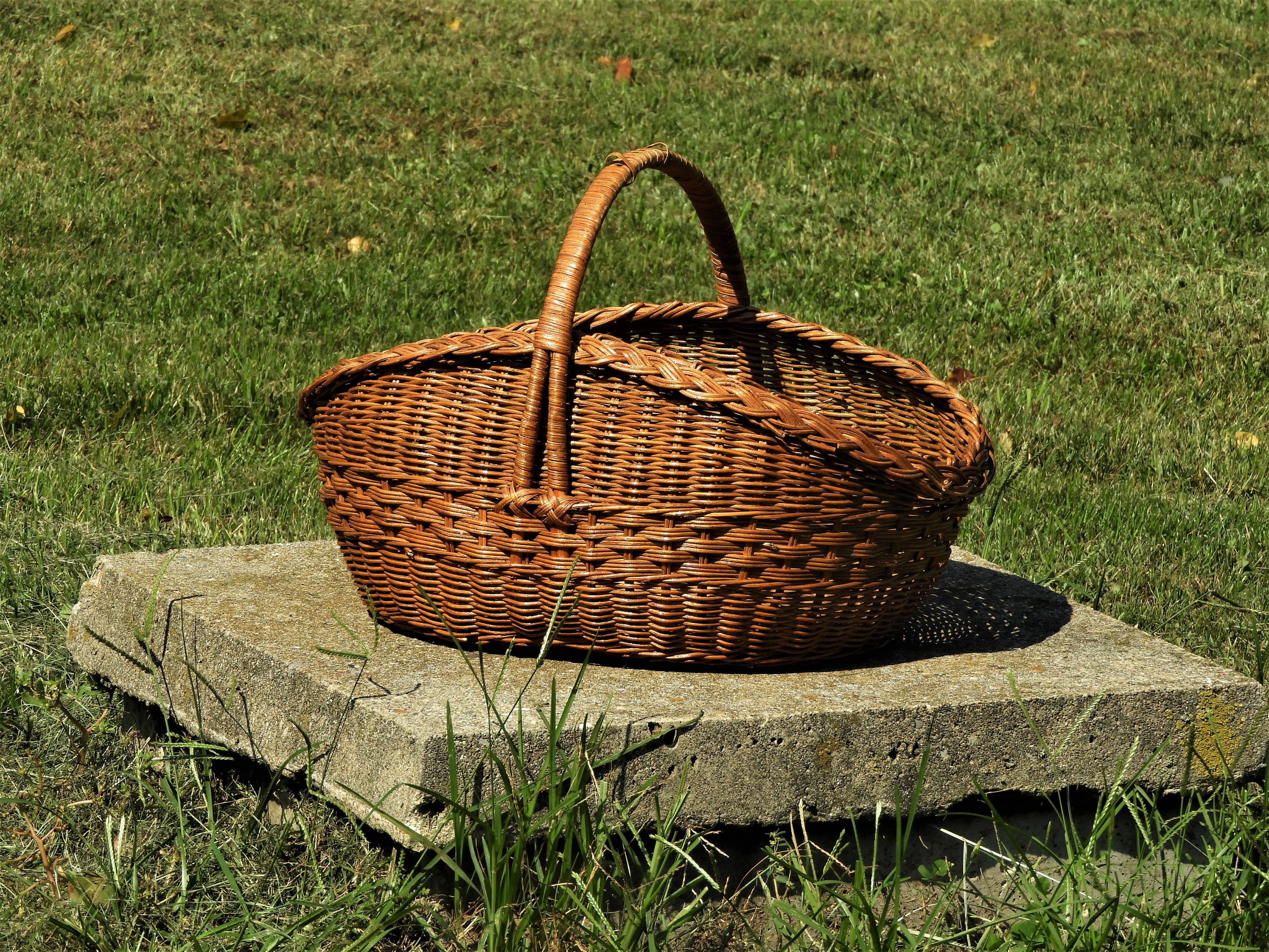 Vintage Wicker Basket, Large Farm Basket, Three Weave Centerpiece