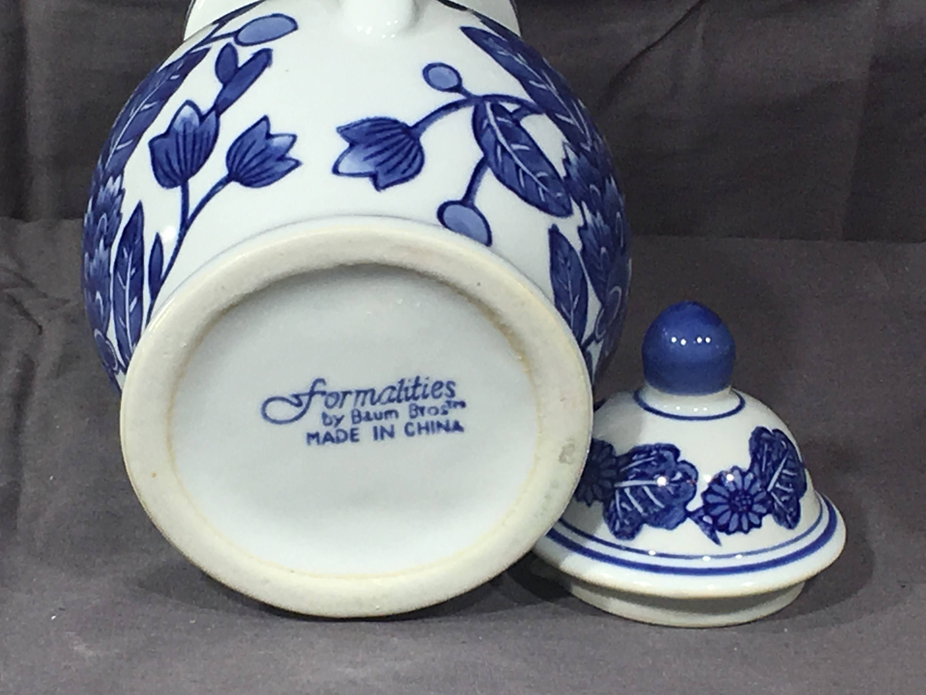 Vintage Oriental Teapot, Baum Brothers Blue White Tea Pot, Decorative