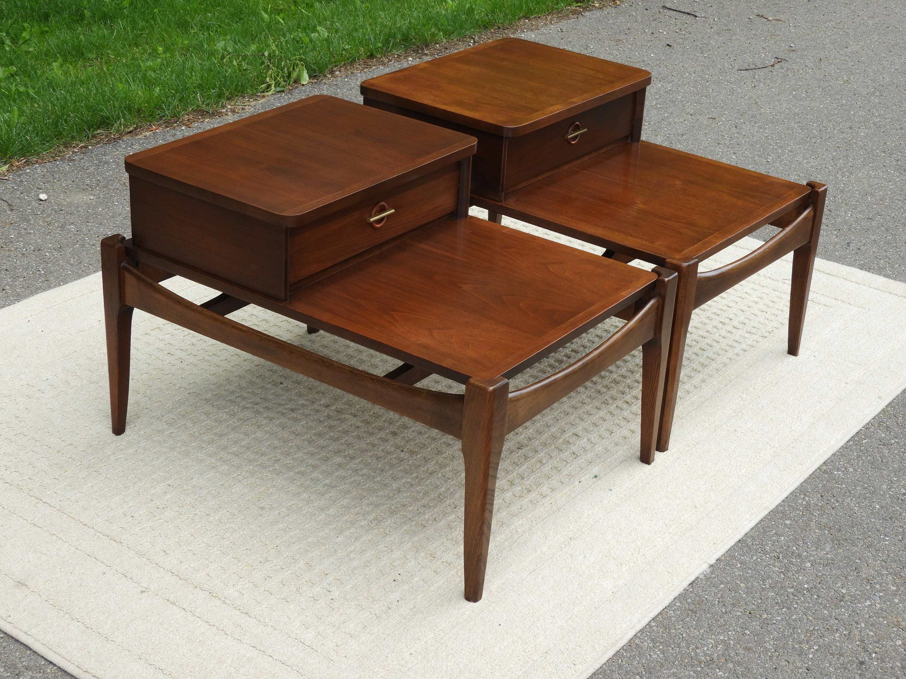 Vintage Mid Century Modern End Tables (2), Danish Wooden Accent