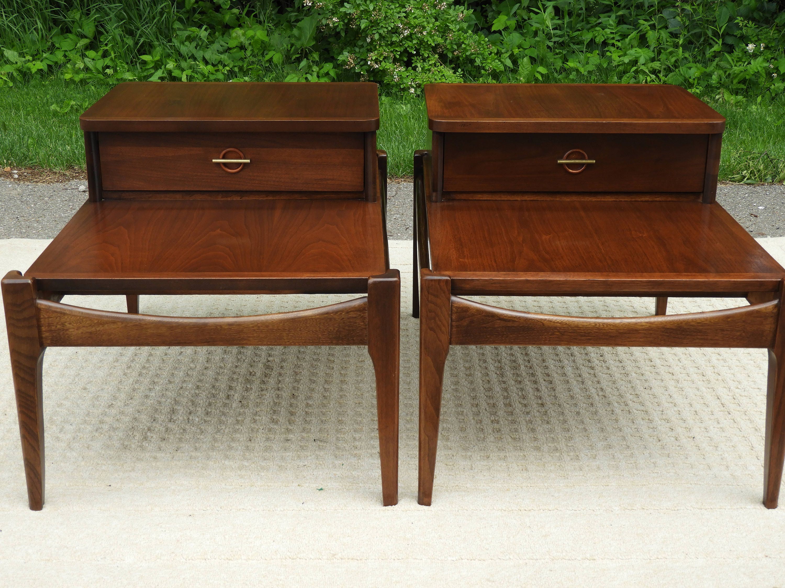 Vintage Mid Century Modern End Tables (2), Danish Wooden Accent