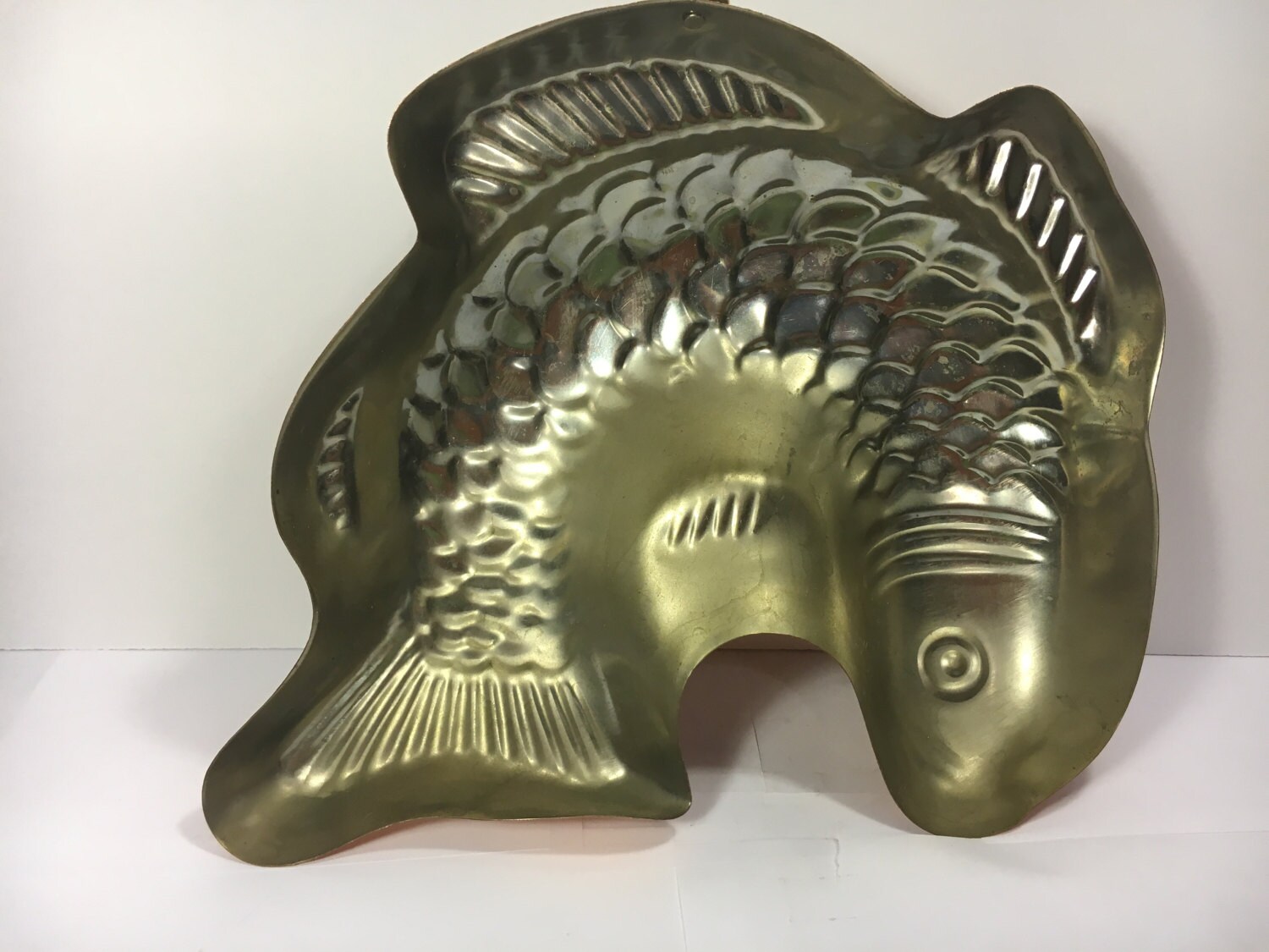 Vintage Copper Fish Mold, JellO Mold Decor, Nautical Kitchen