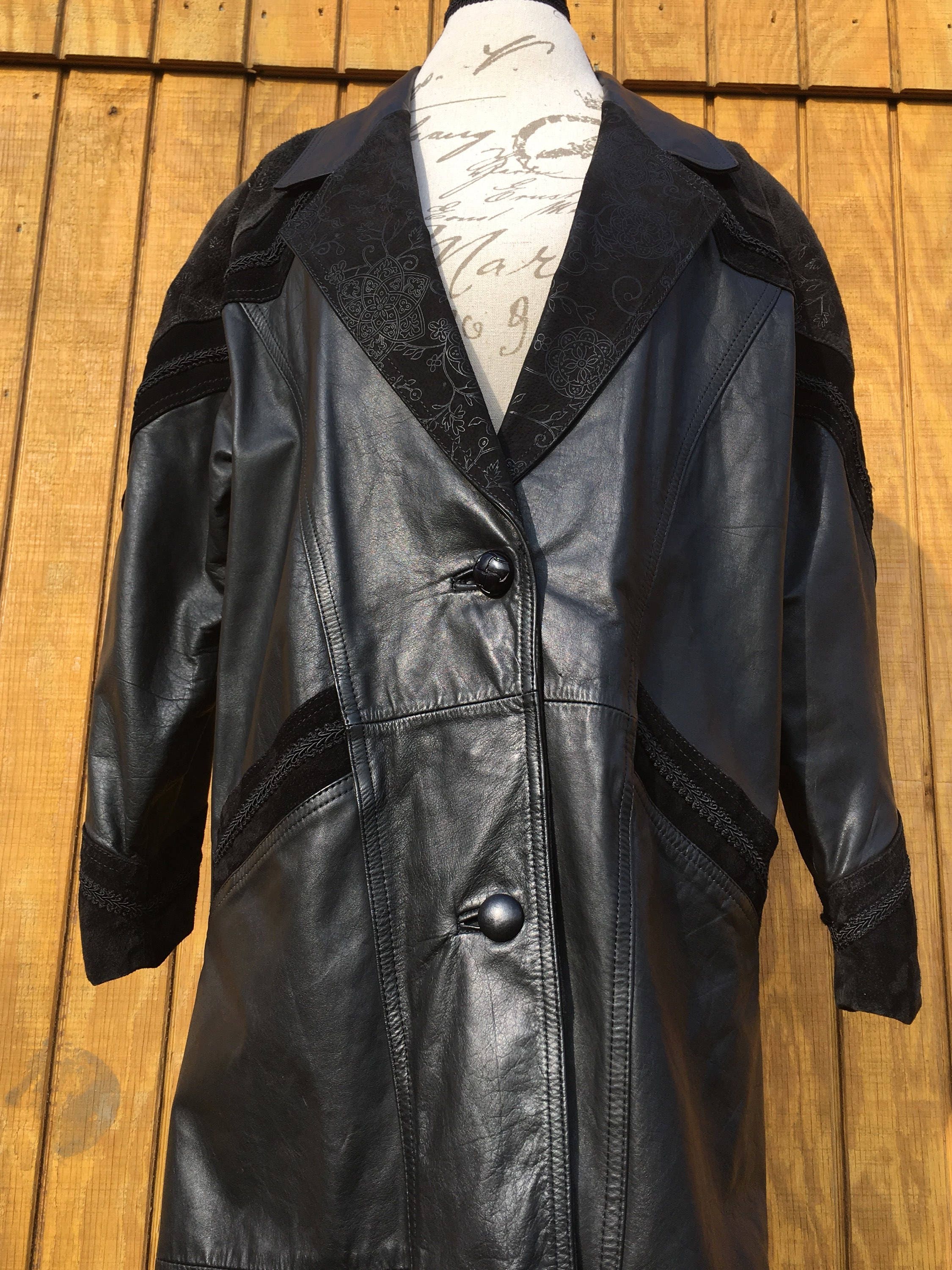 Vintage Leather Trench Coat, Women's Size Petite Small Coat, Laurice ...