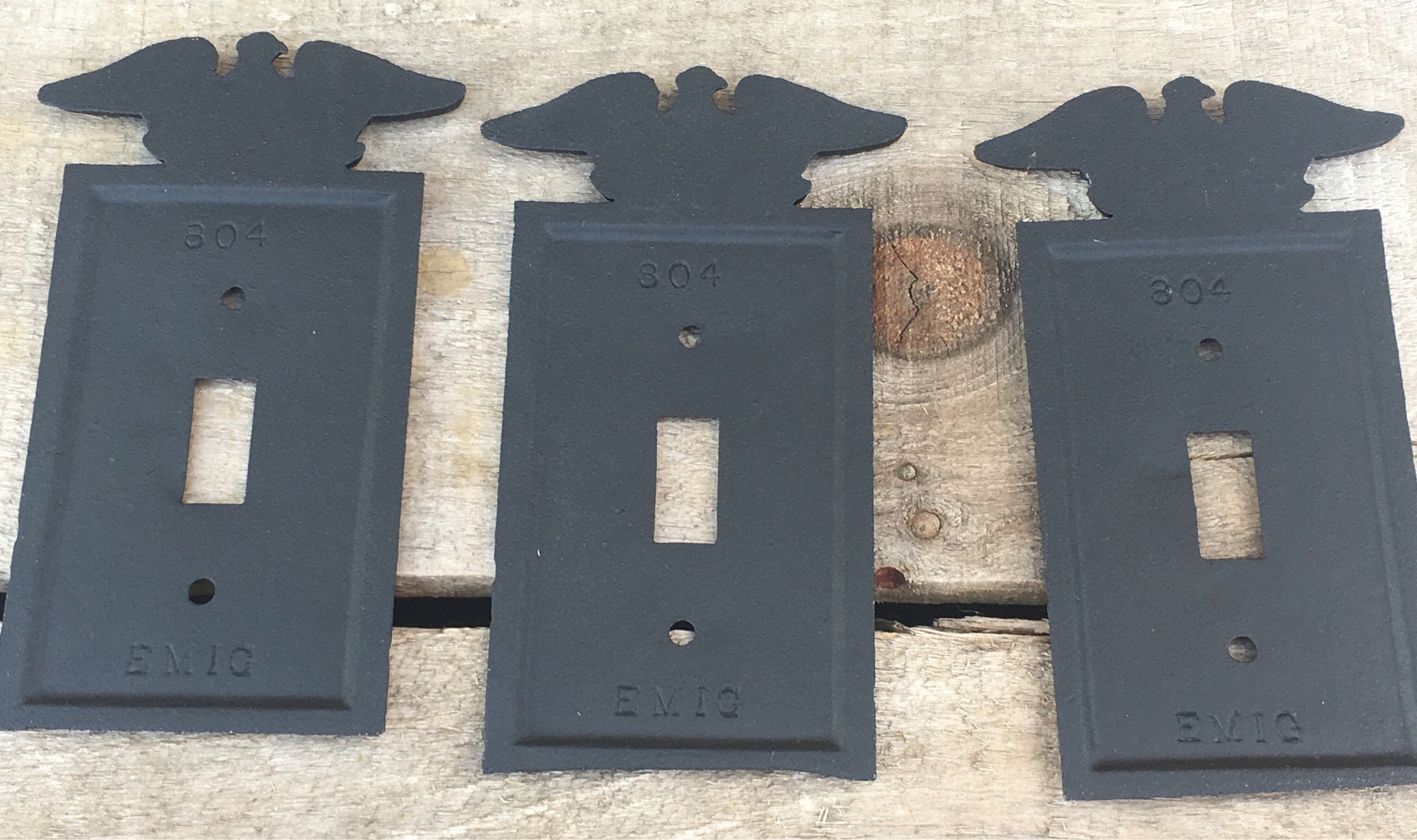 Vintage Switch Plates (9), Patriot 3 Gang Toggle Switch Covers, EMIG