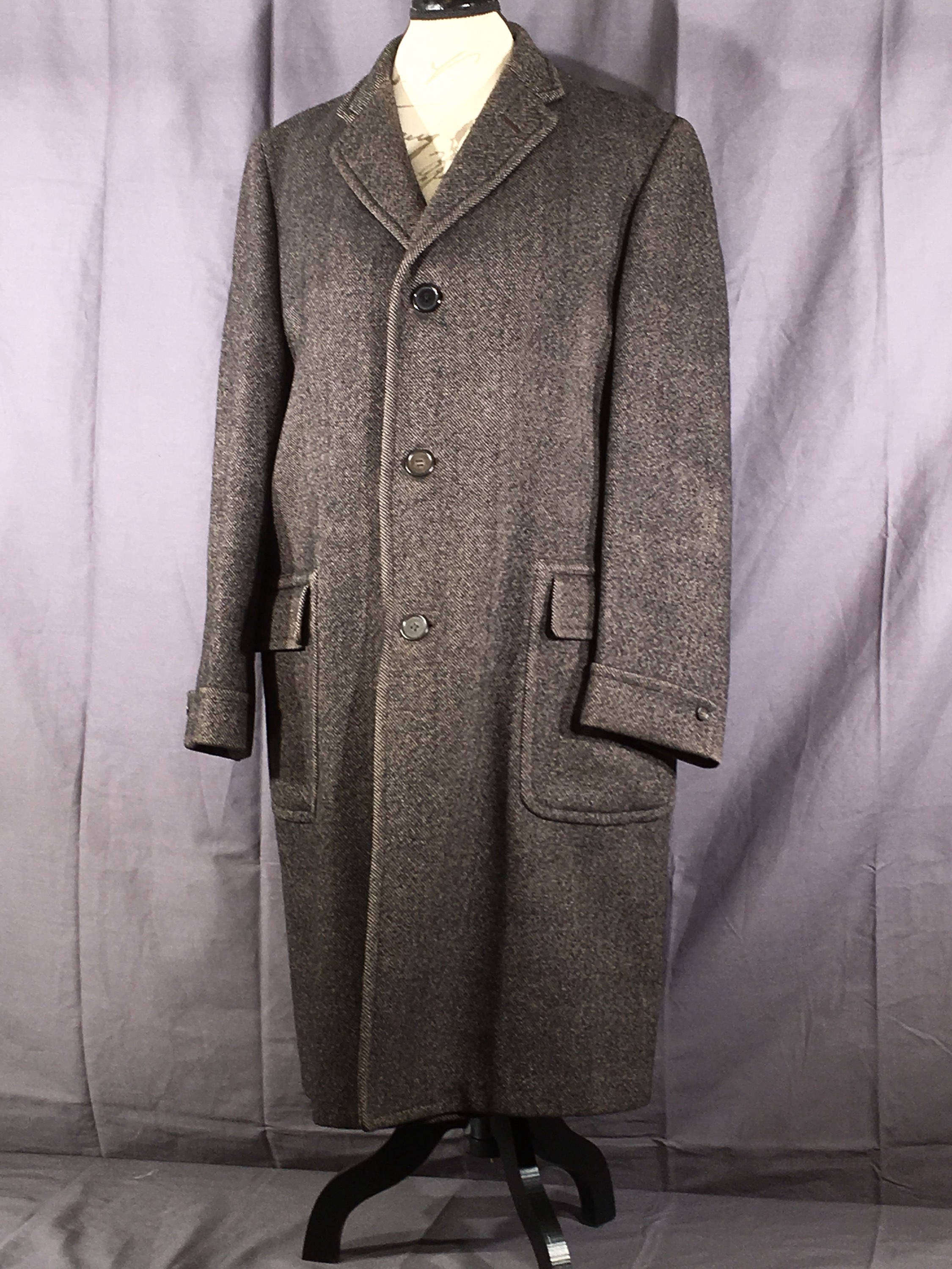 Mid Century Wool Coat, Long Brown Trench Coat, Winter Coat, Mens