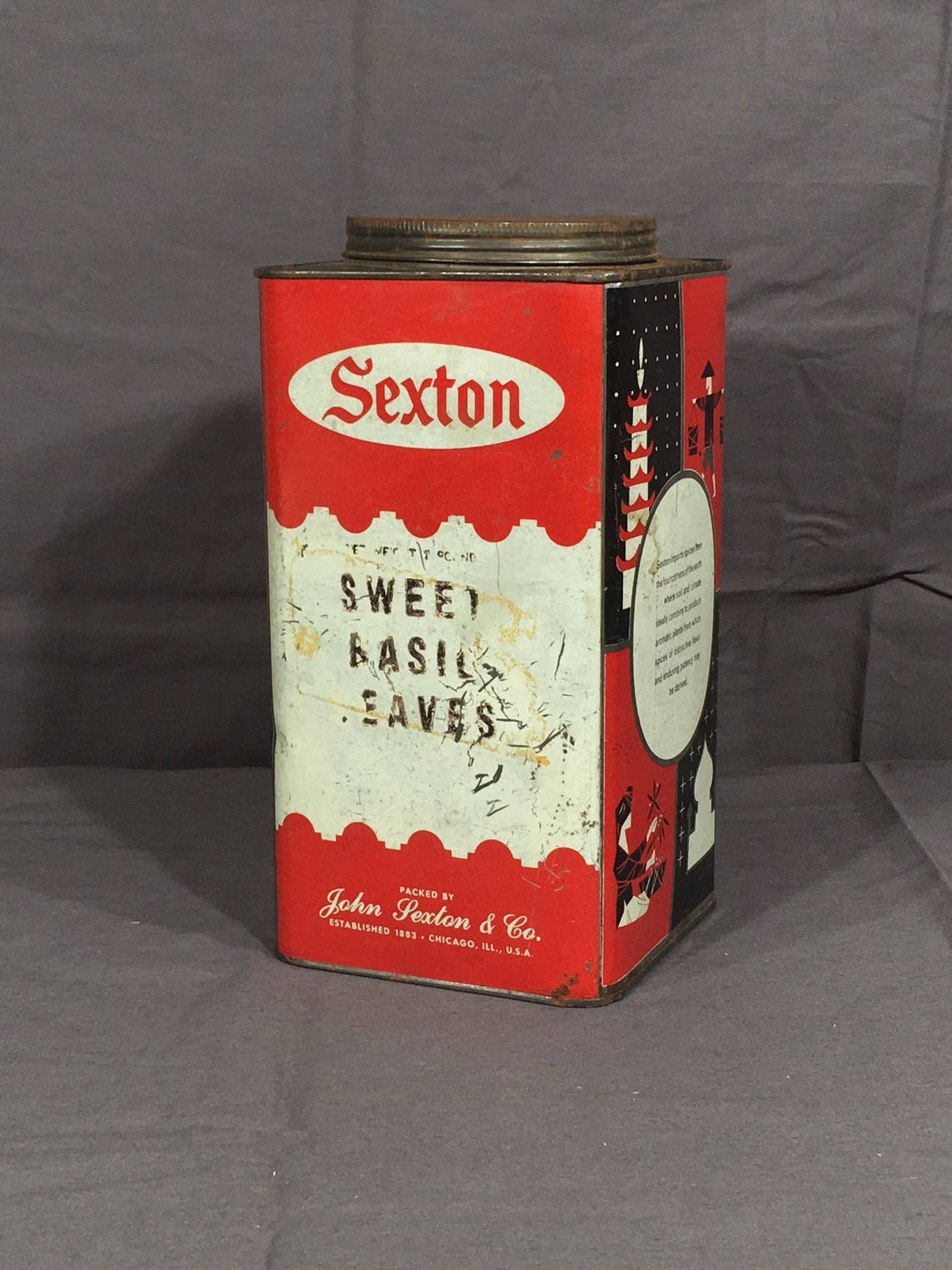 Vintage Sexton Advertising Can Sexton Spice Tin Decorative Etsy