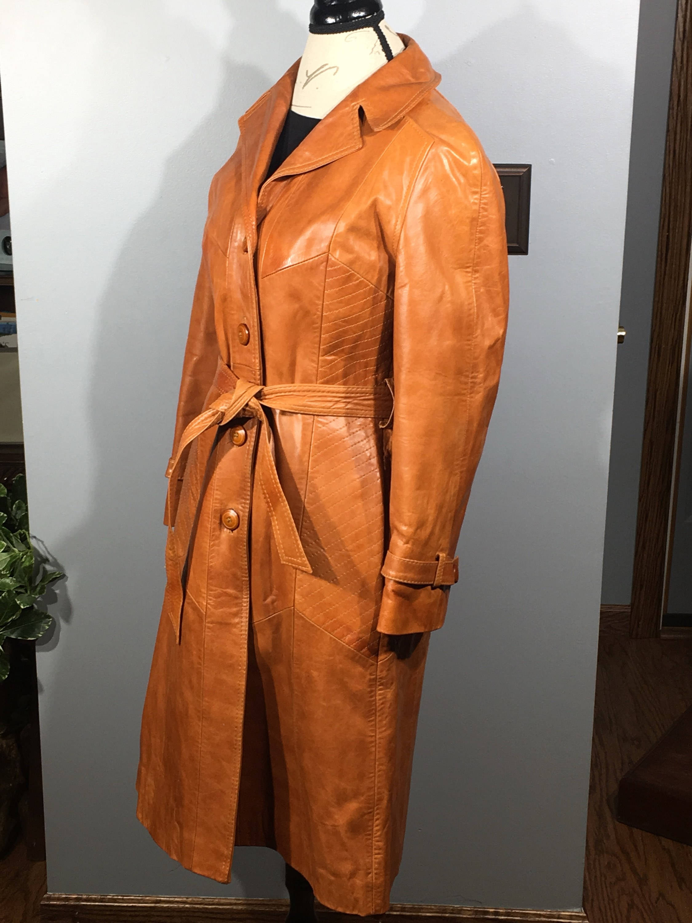 Vintage Leather Trench Coat, Rare Designer Coat, Skin Gear Womens Coat ...