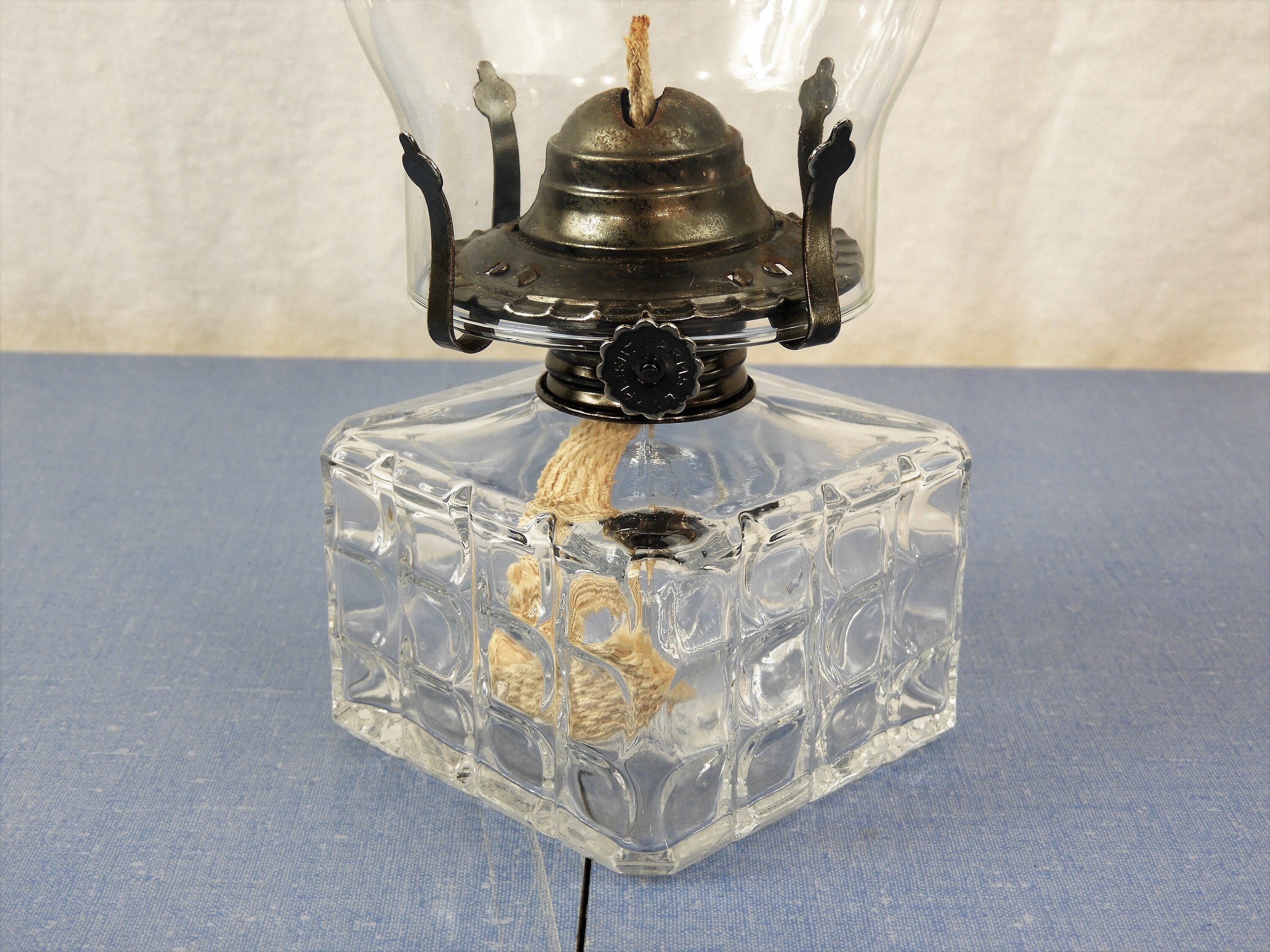 Vintage Oil Lamp, Lamplight Farms 5, Made in Austria, Clear Glass Base