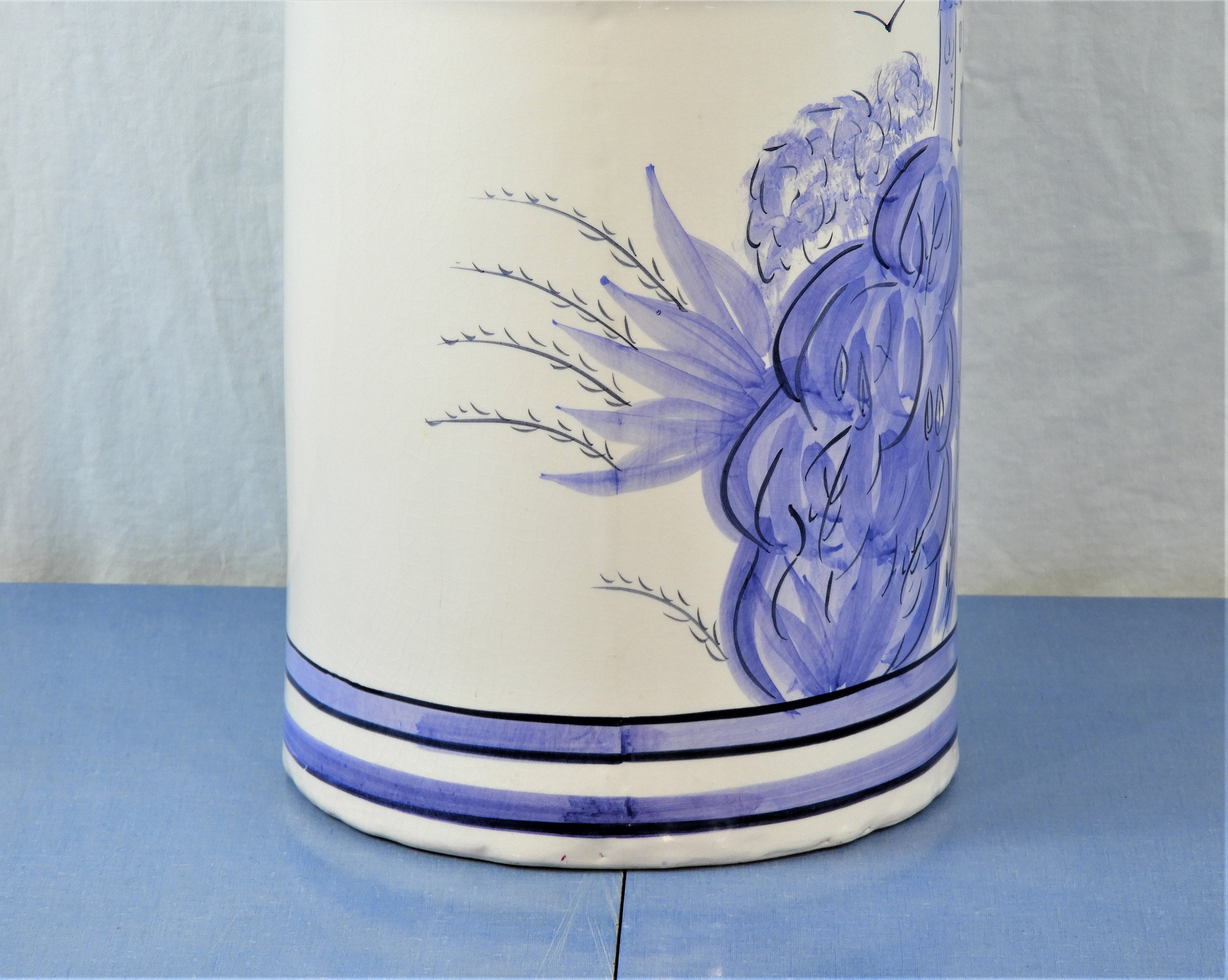 Vintage Pottery Jug, Large Milk Can, French Villa Floor Vase, Entryway