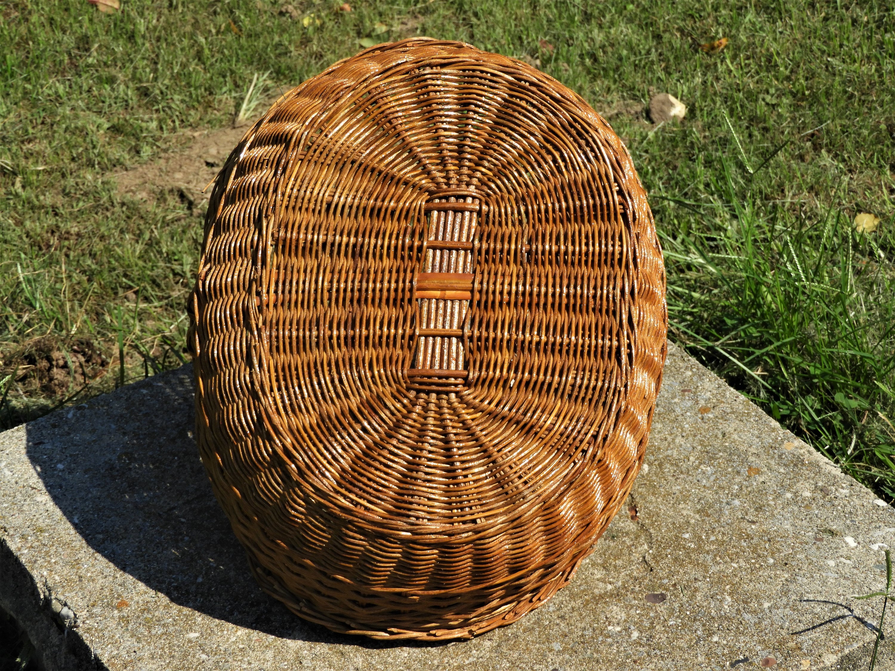 Vintage Wicker Basket, Large Farm Basket, Three Weave Centerpiece