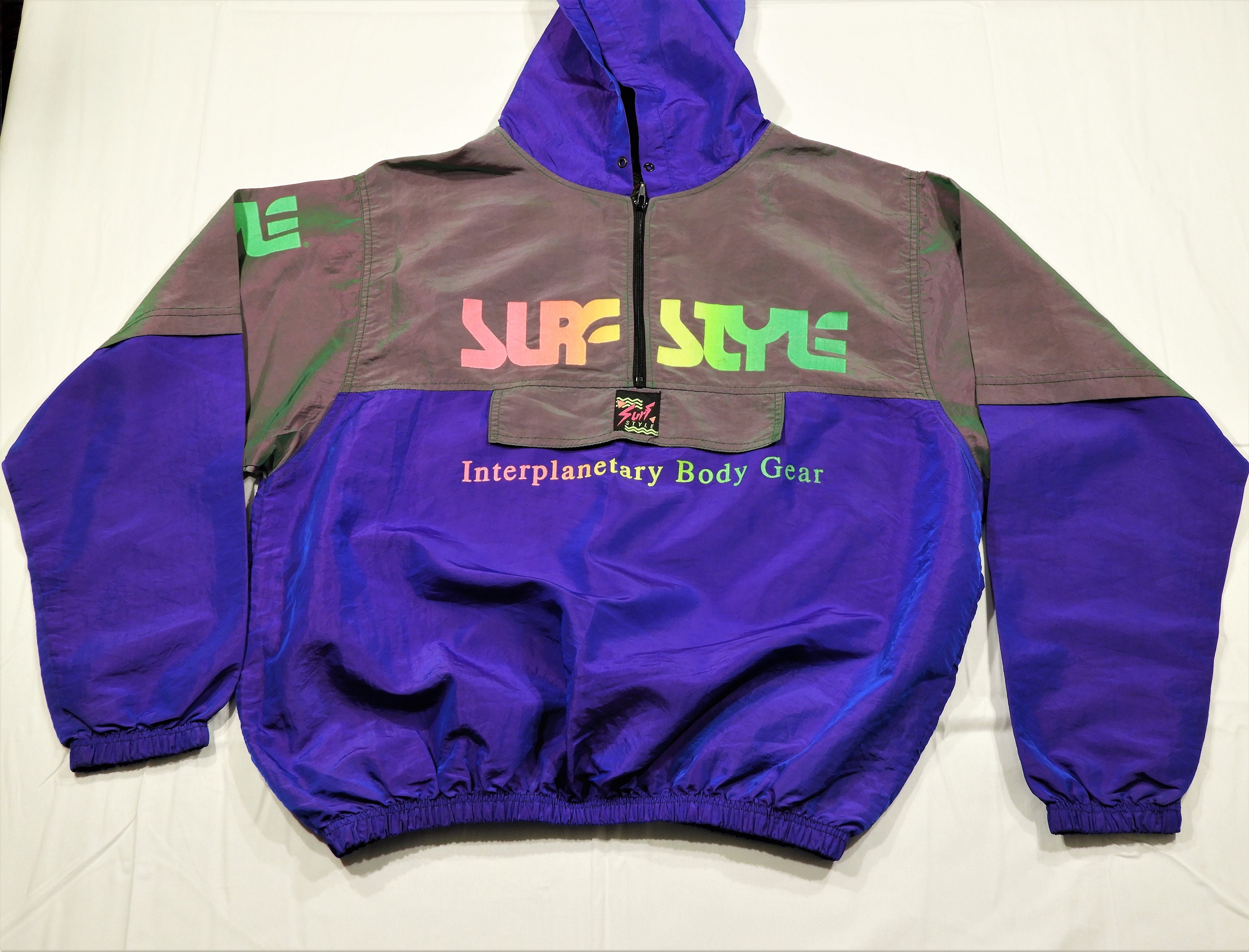 Vintage Surf Style Hoodie, Purple Windbreaker, Unisex Pullover, One ...